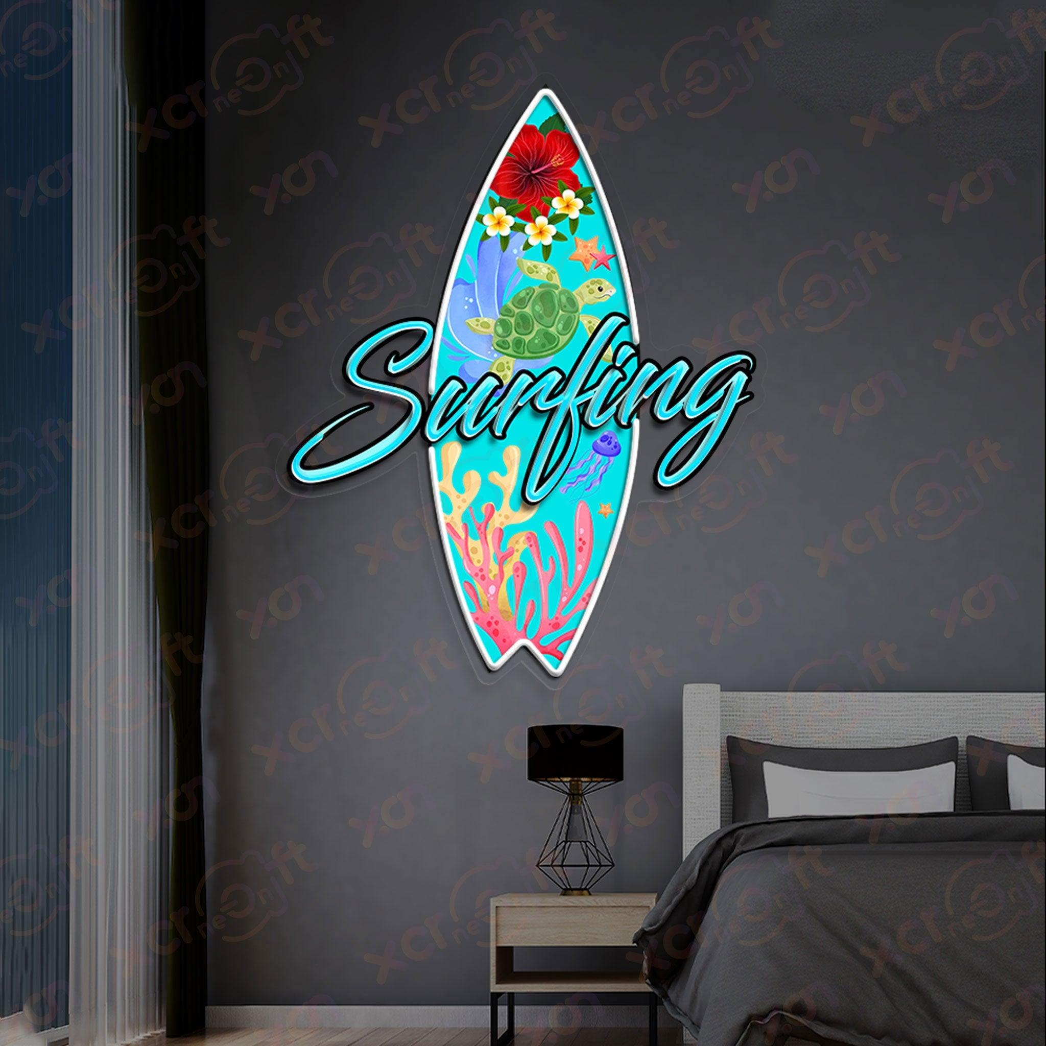 Durable Neon Light - Durable neon light illuminating surfboard