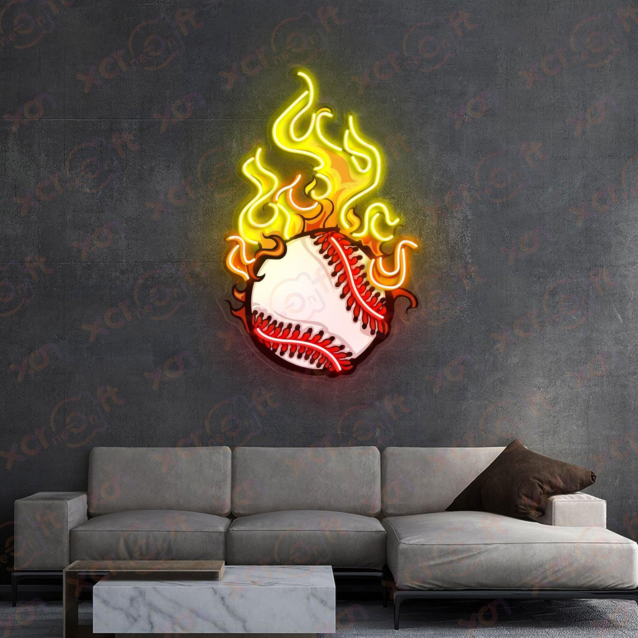 Fire Baseball UV Custom Neon Sign Wall Art