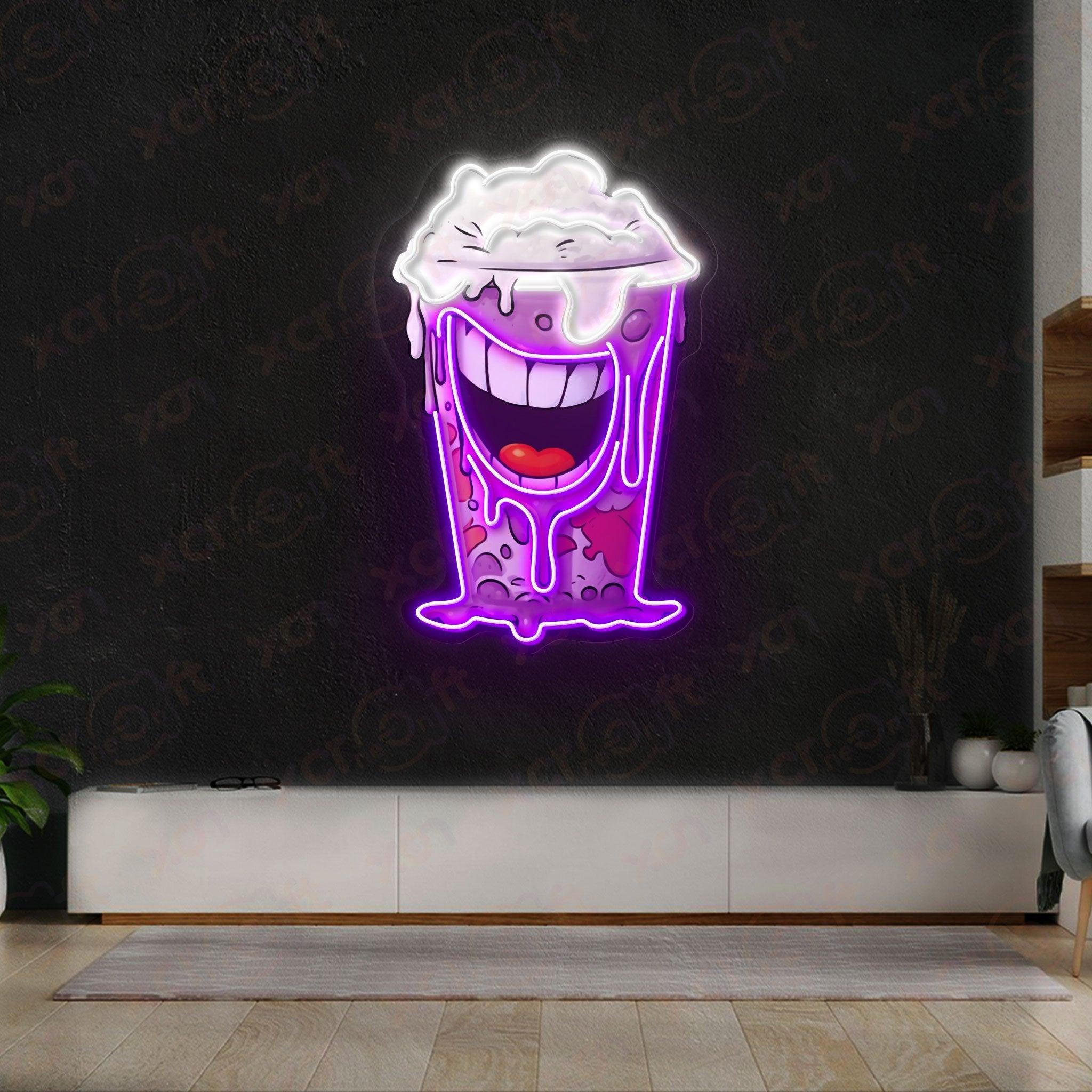 Neon sign of a milkshake