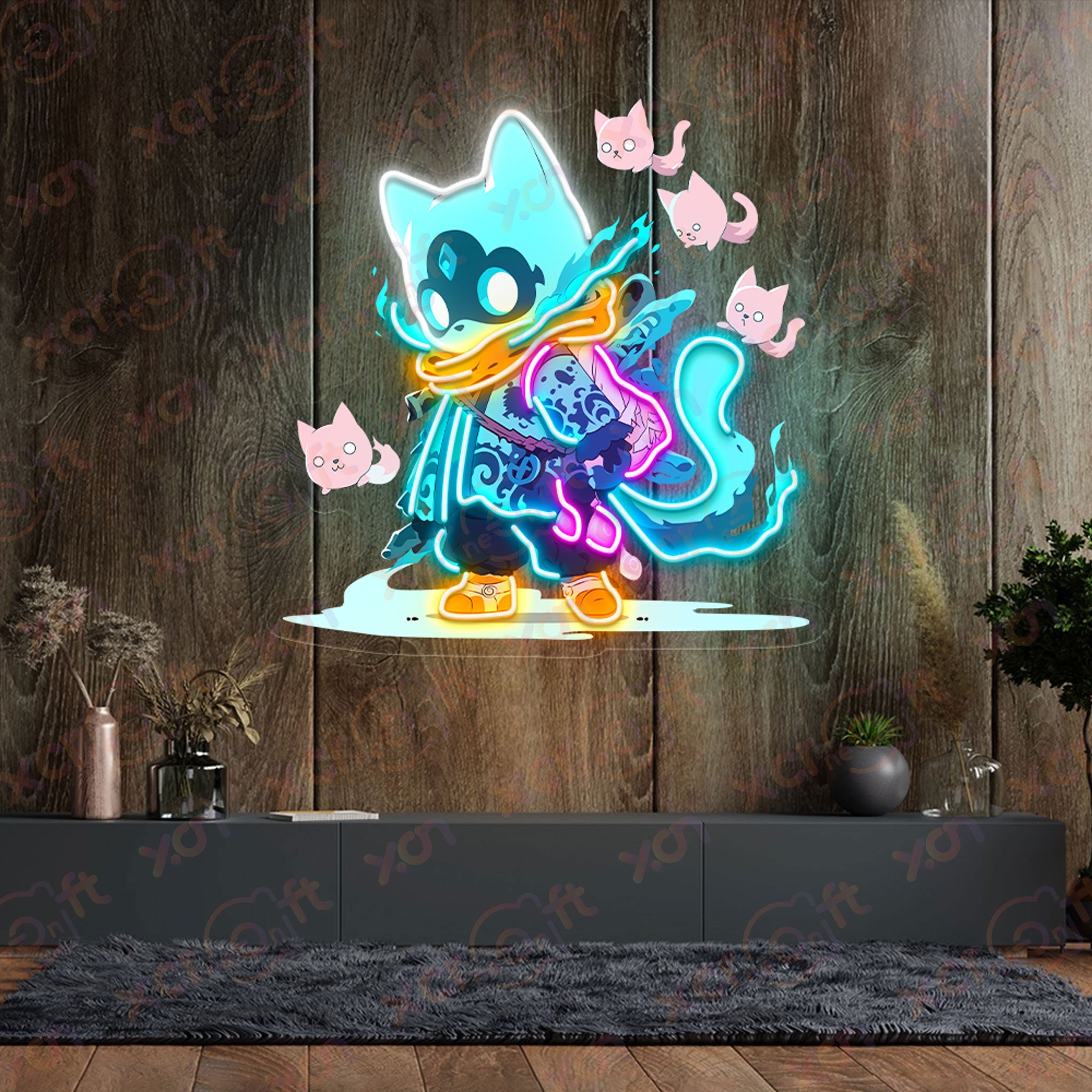 Anime Knight Neon Signs Decoration Gaming Wall