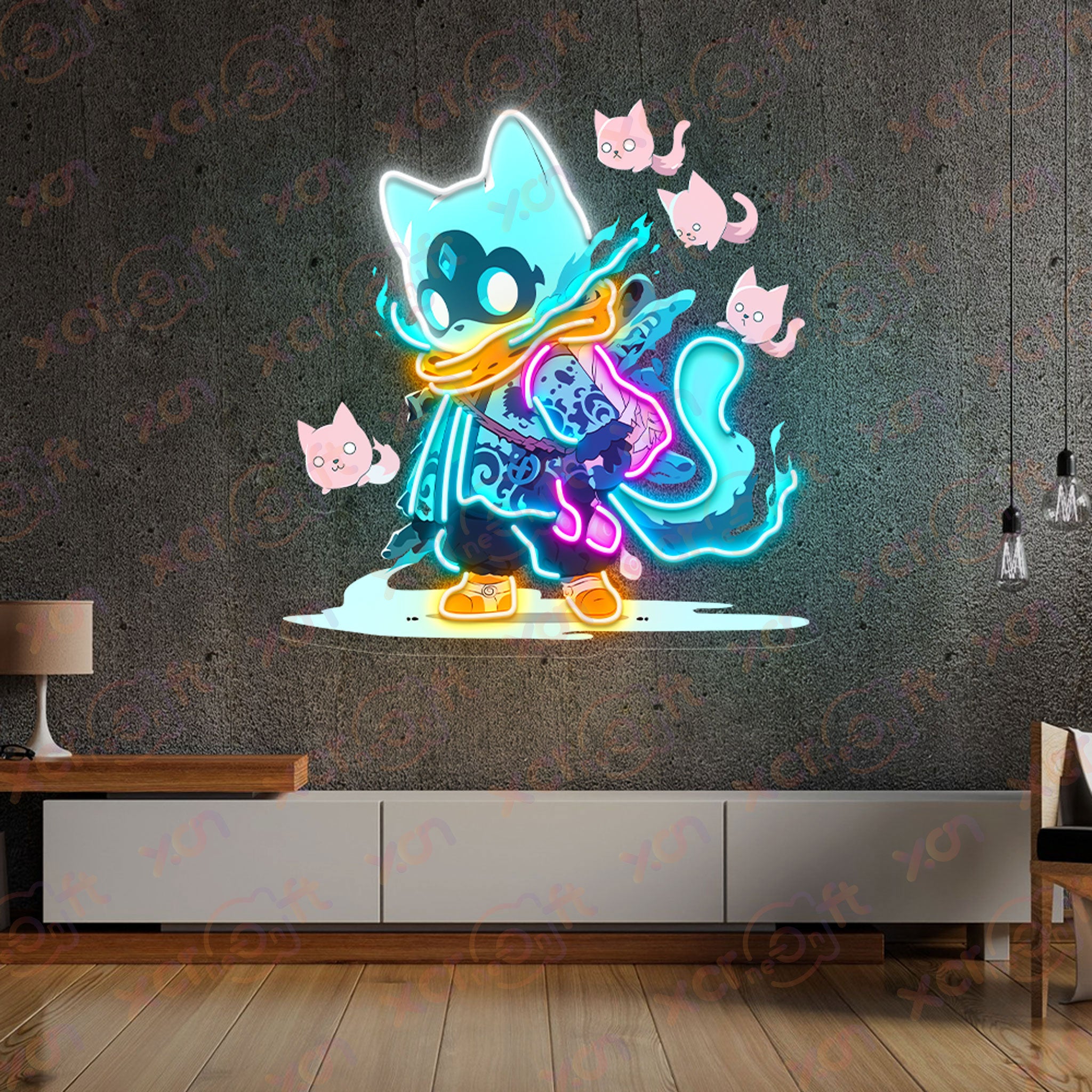 Anime Knight Neon Signs Decoration Gaming Wall