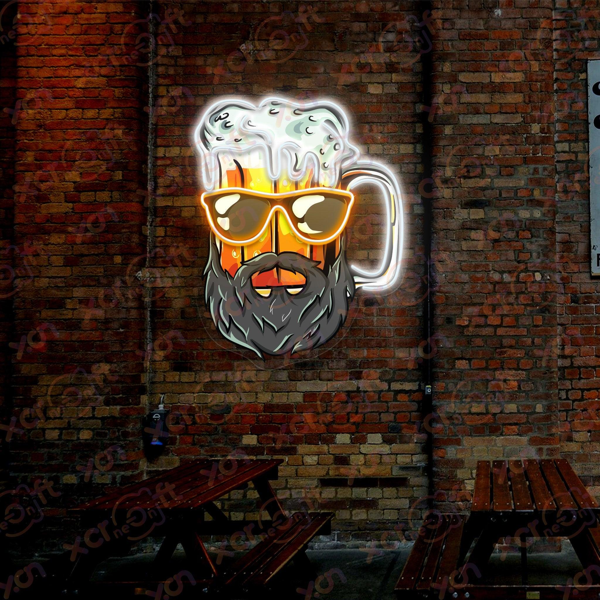 Neon Wall Art Bear with beer neon wall art