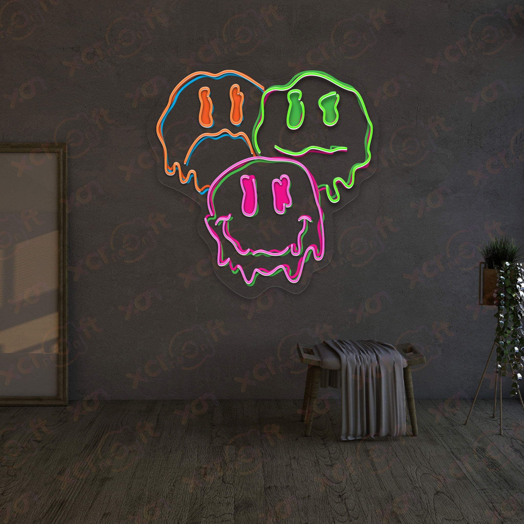 Emotions Face Neon Wall Art