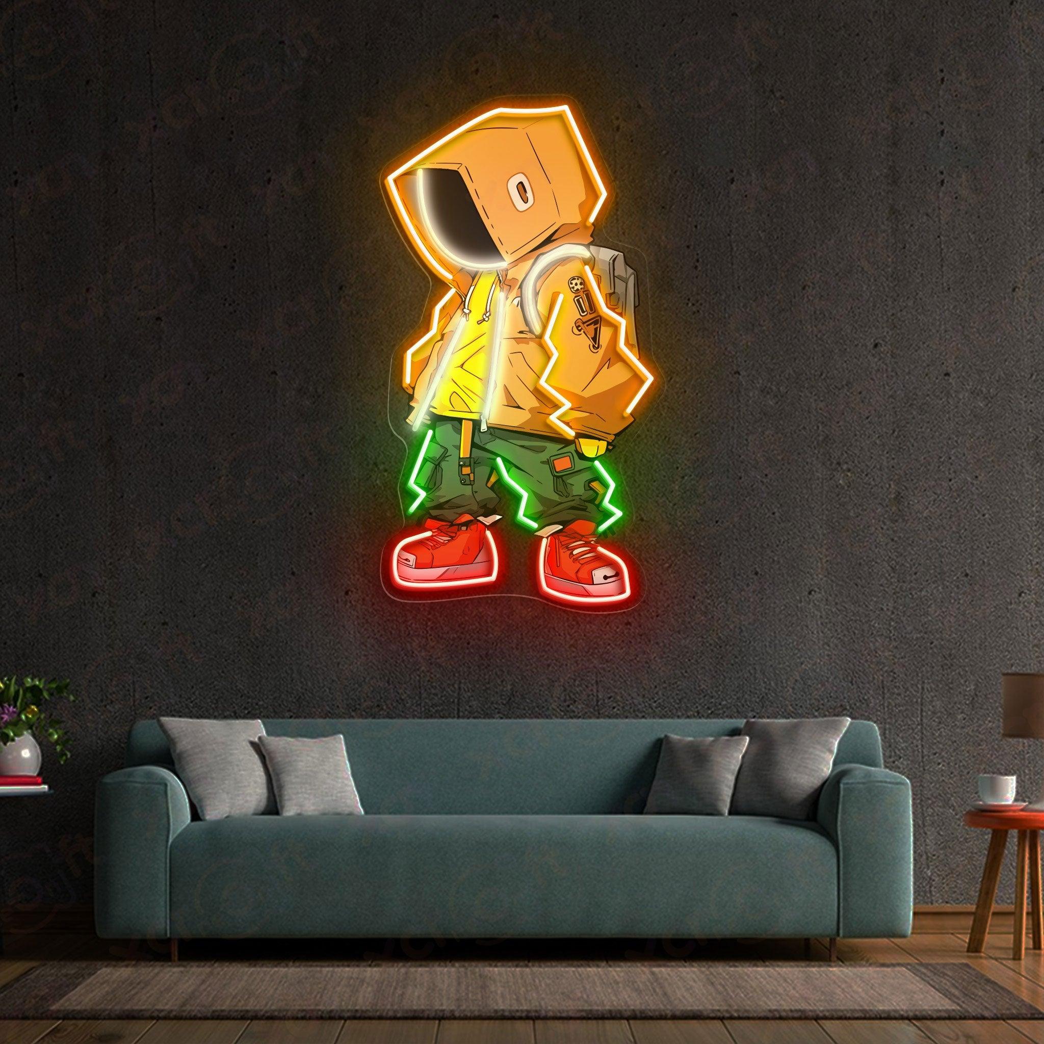 Custom LED neon sign featuring hip hop guy