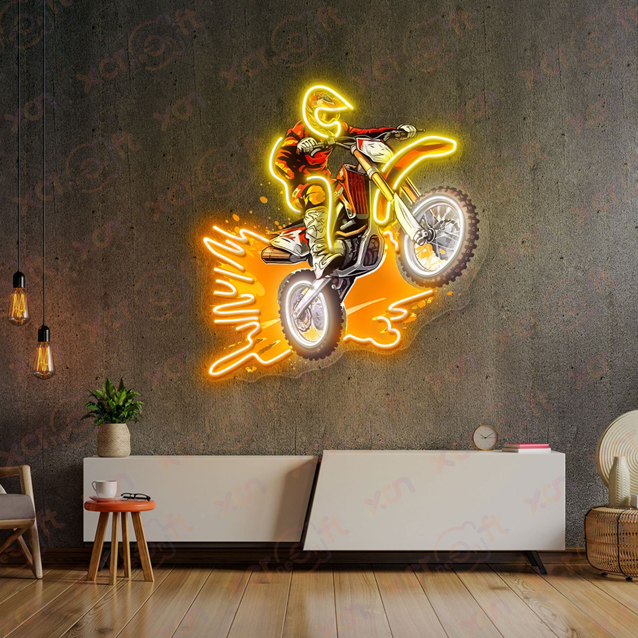 Dirt Bike UV Neon Sign Motocycle Wall Decor