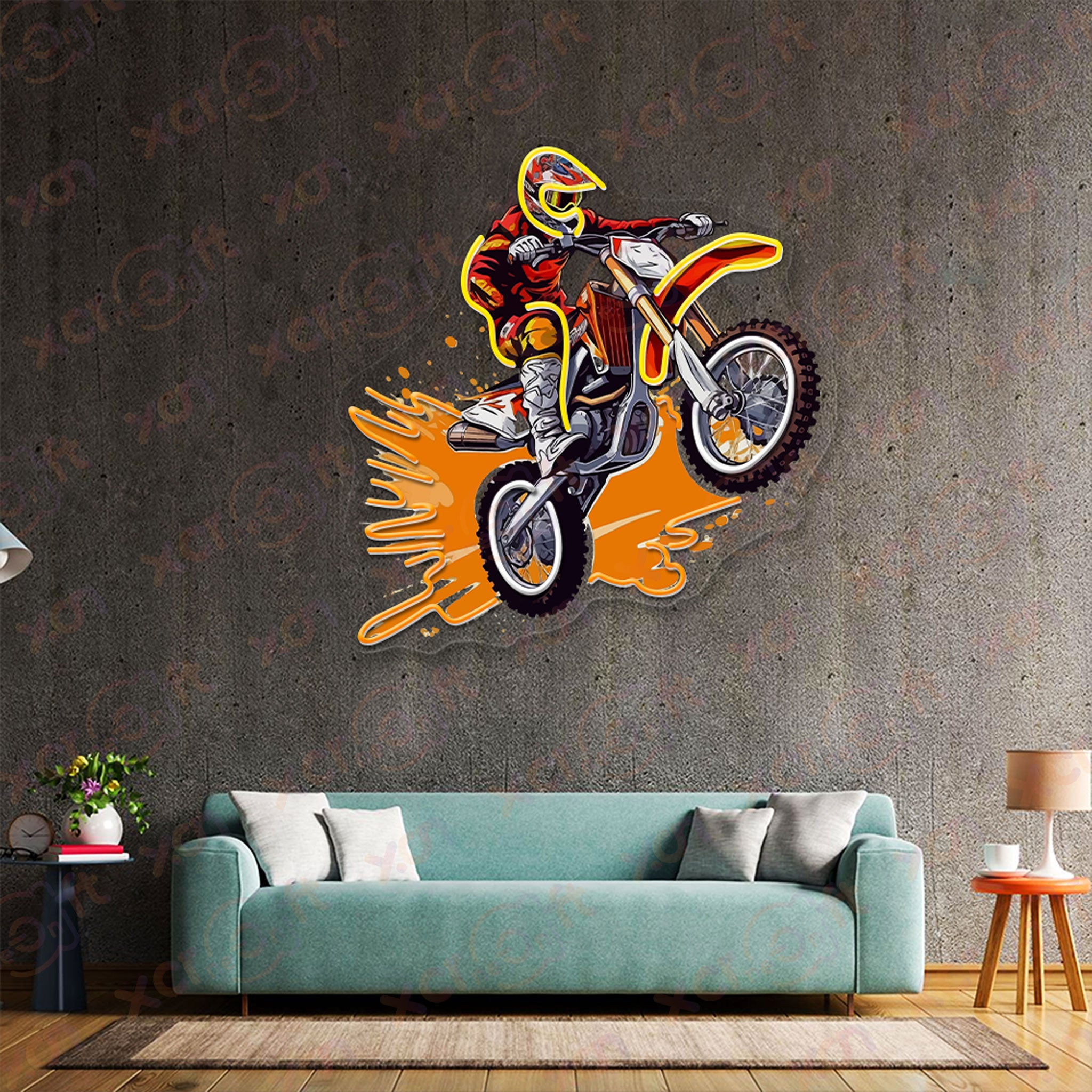 Dirt Bike UV Neon Sign Motocycle Wall Decor