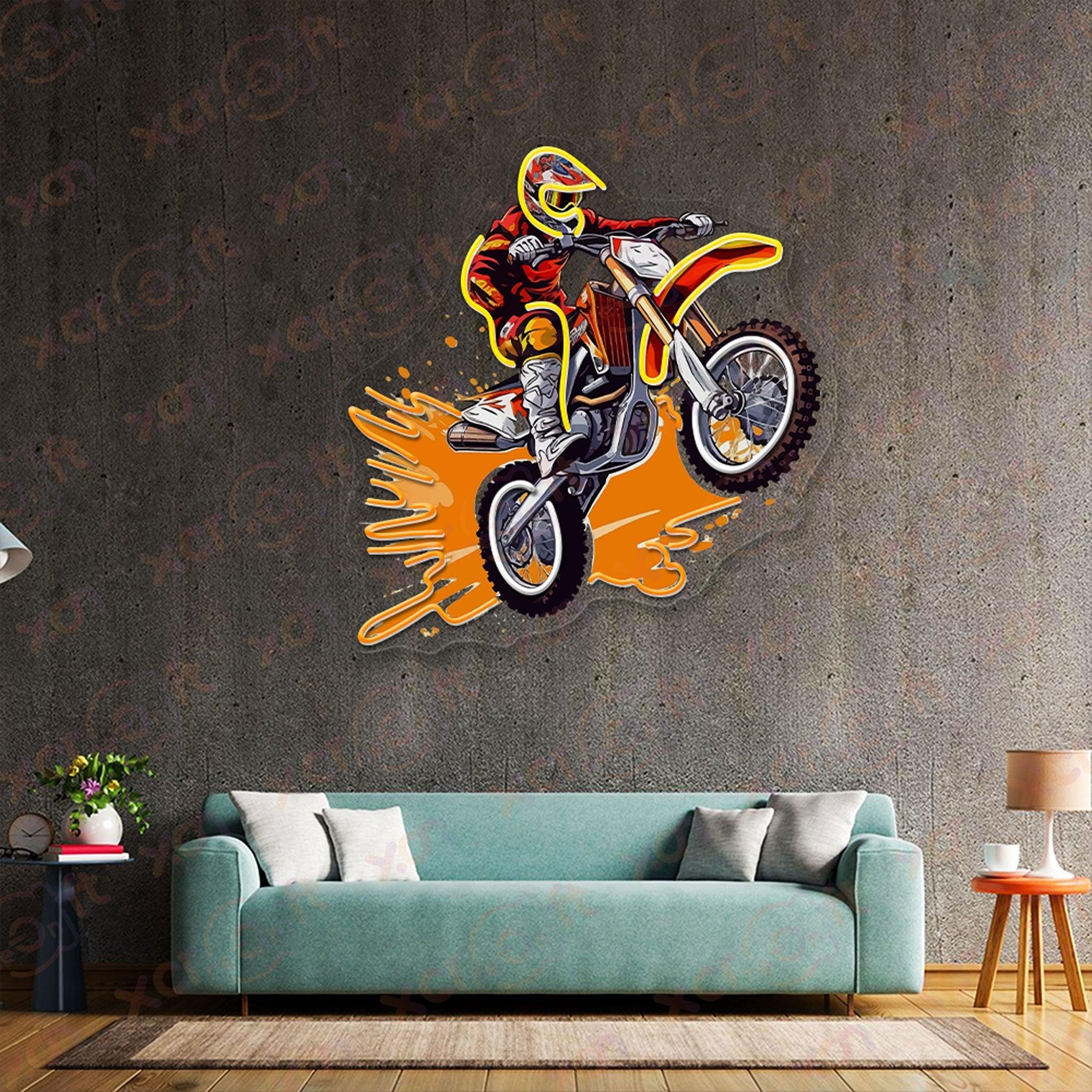 High-quality neon sign of dirt bike rider