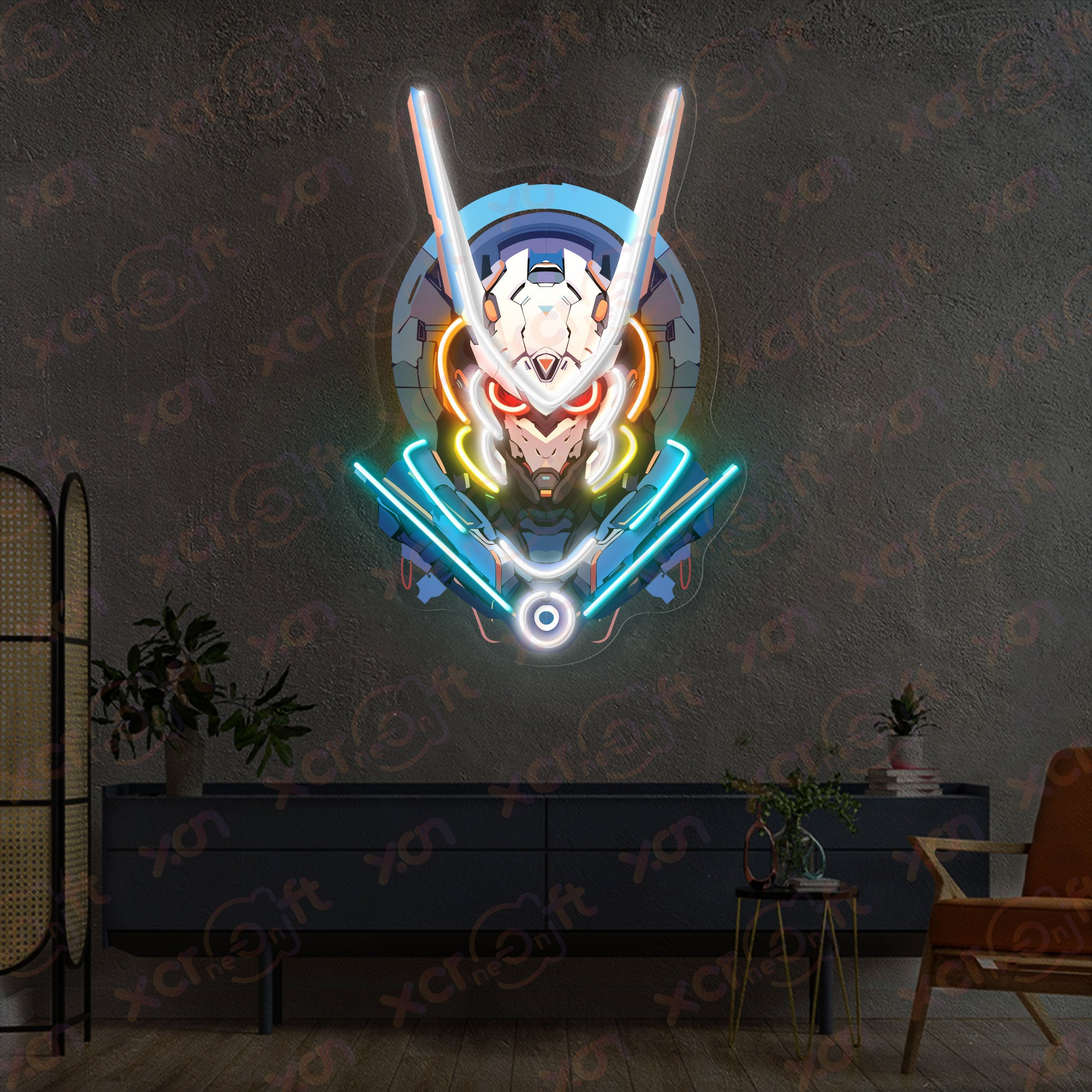 Mecha Machine Neon Light Gaming Room Decor