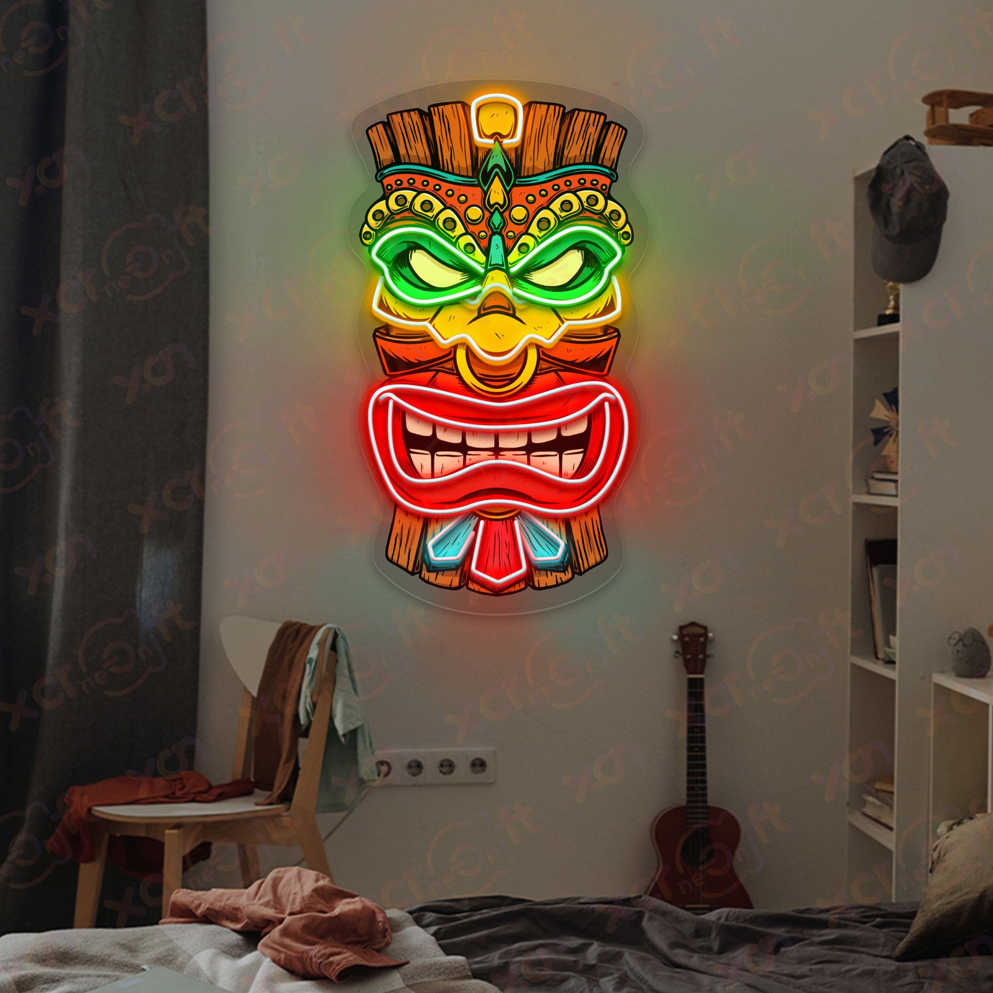 Tribal Mask UV Printed LED Neon Sign