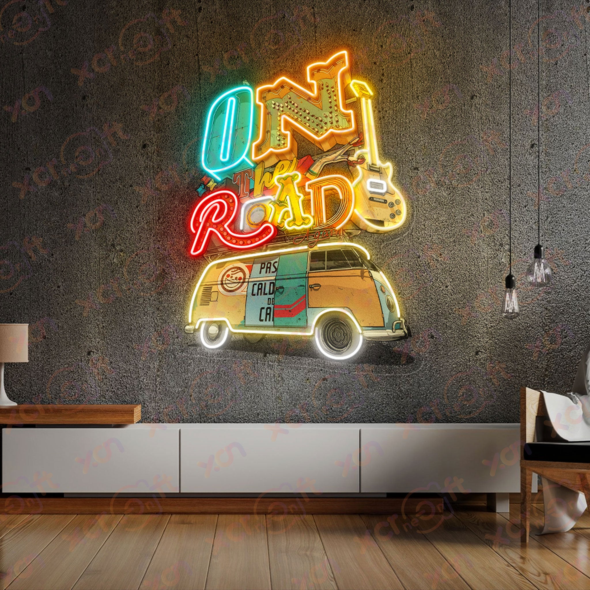 On The Road Camping Vibe Color Neon Sign