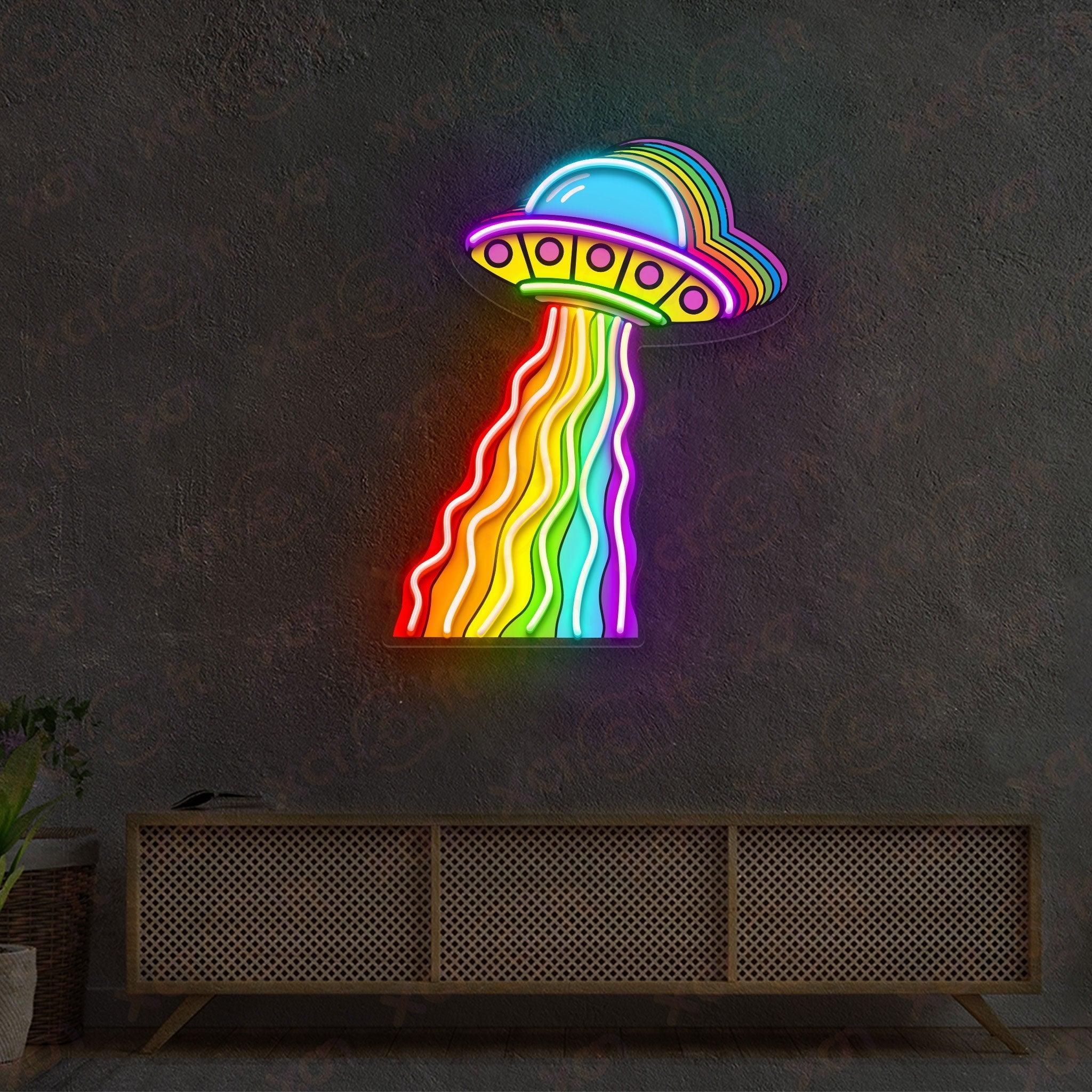 Rainbow UFO Durable Neon Light Decoration