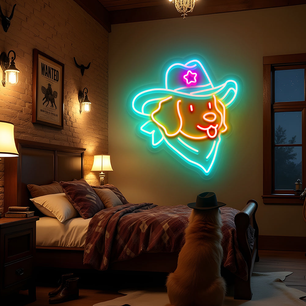 Cowboy Dog LED Neon Sign