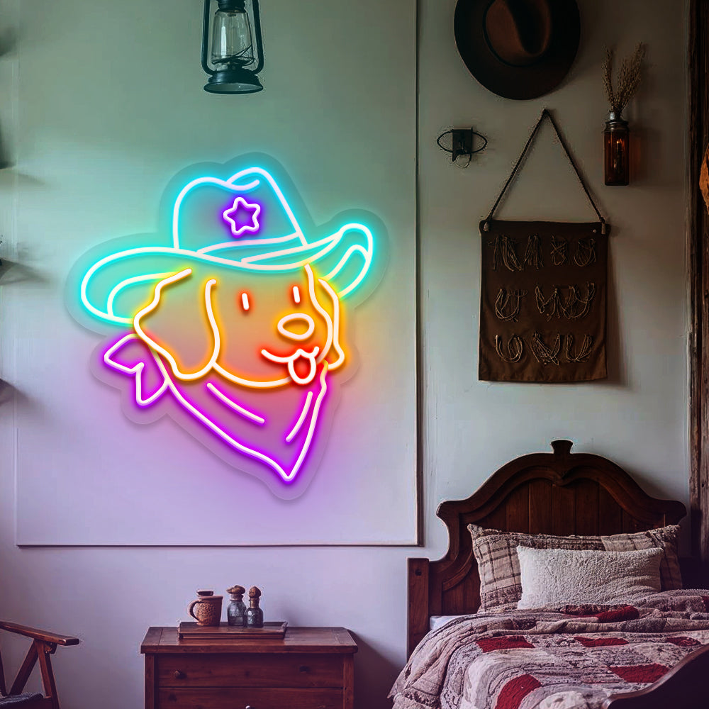 Cowboy Dog LED Neon Sign