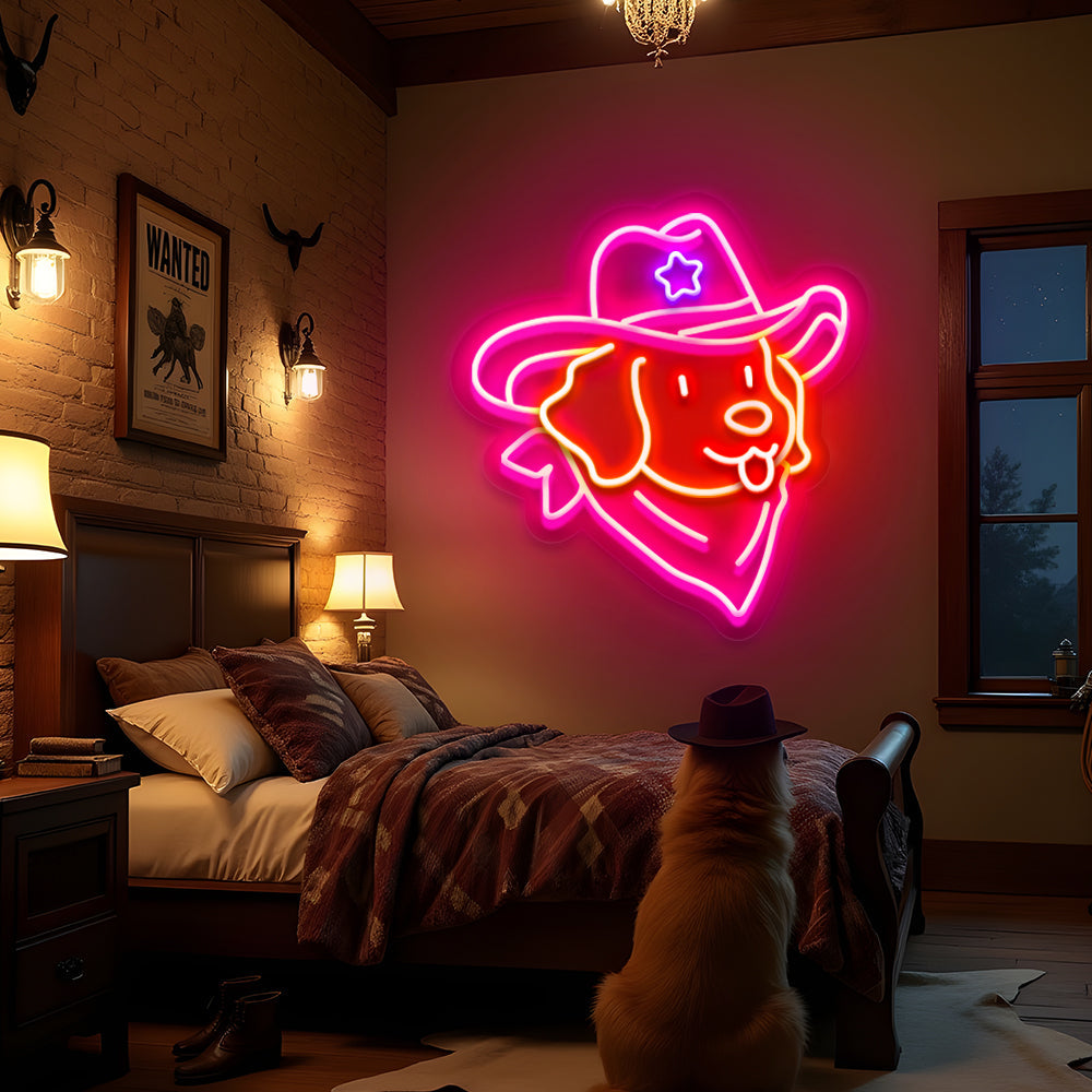 Cowboy Dog LED Neon Sign