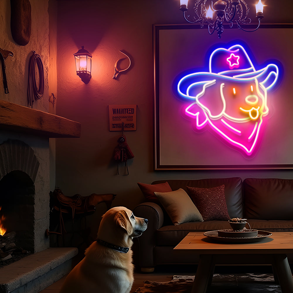 Cowboy Dog LED Neon Sign