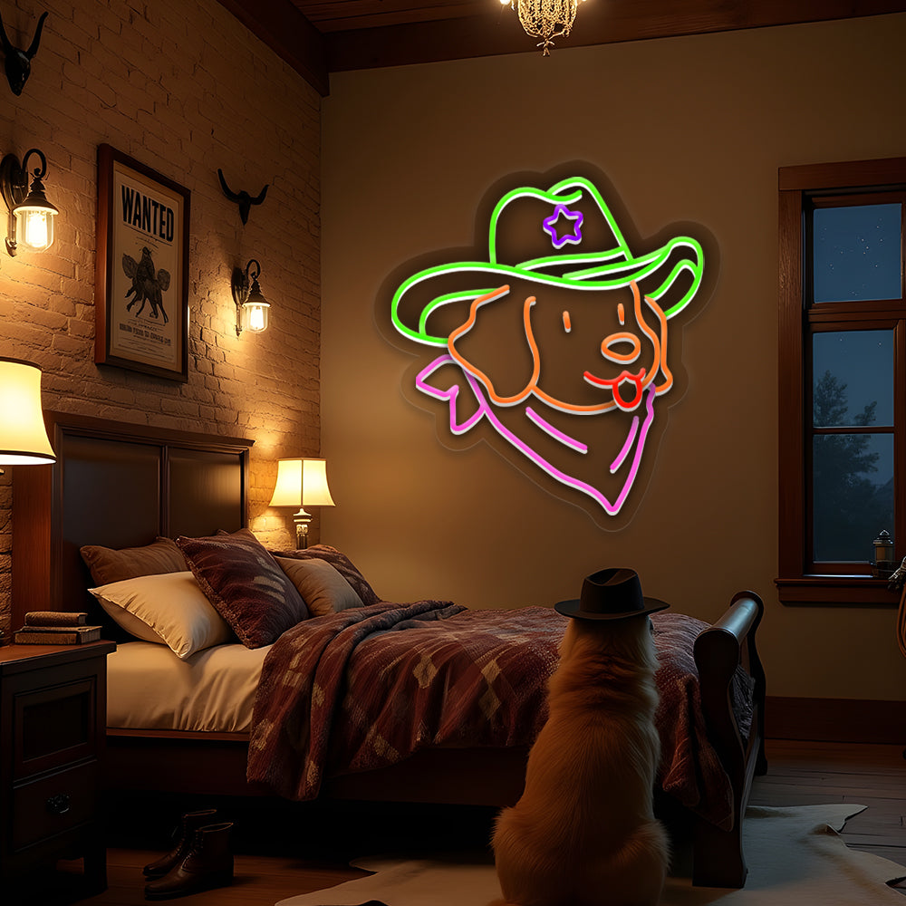 Cowboy Dog LED Neon Sign