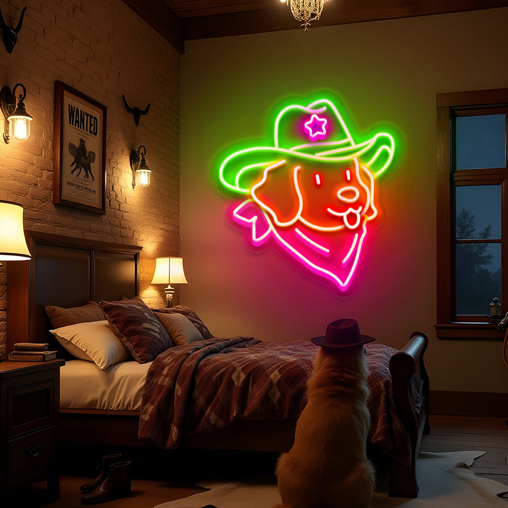 Cowboy Dog LED Neon Sign