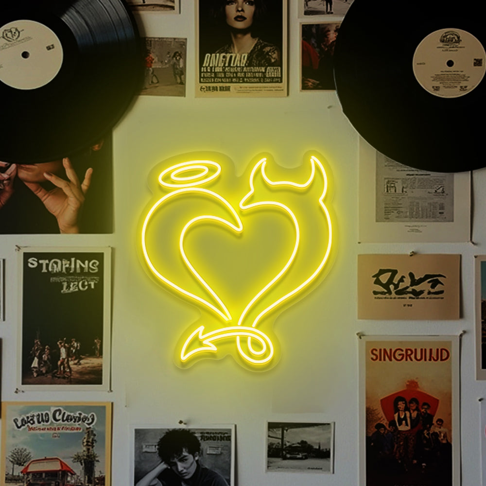 Angel Devil Heart LED Neon Sign