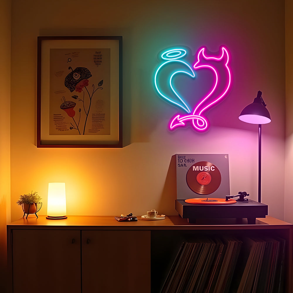 Angel Devil Heart LED Neon Sign