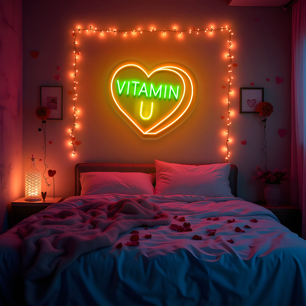 Vitamin U Neon Sign Heart Shaped LED Sign