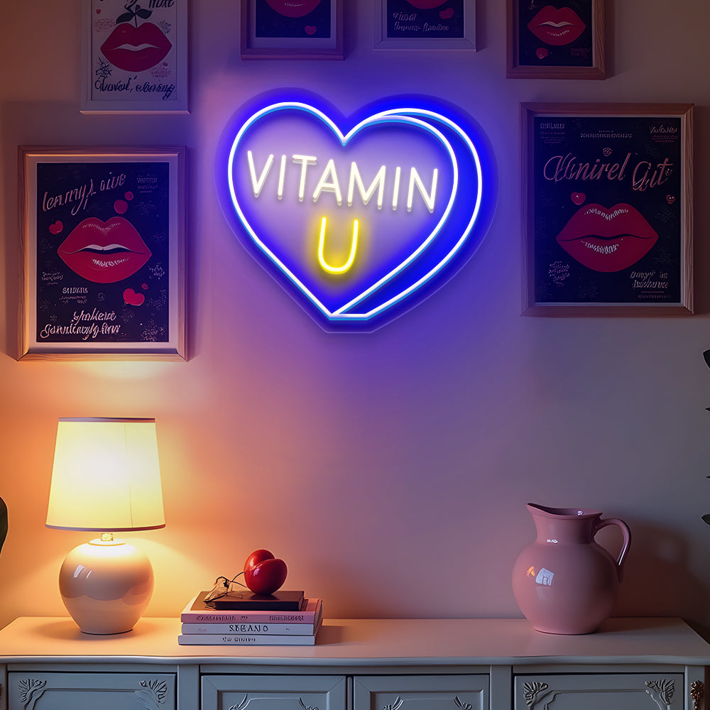 Vitamin U Neon Sign Heart Shaped LED Sign