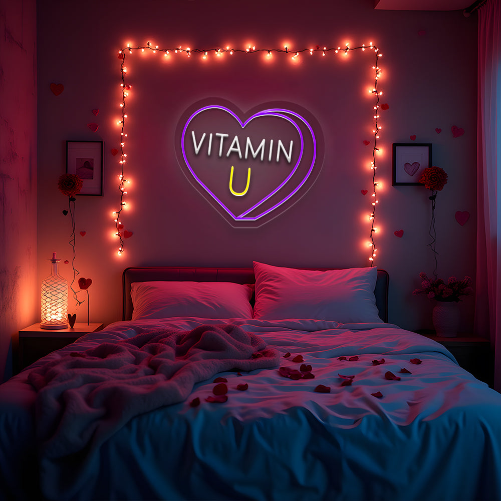 Vitamin U Neon Sign Heart Shaped LED Sign