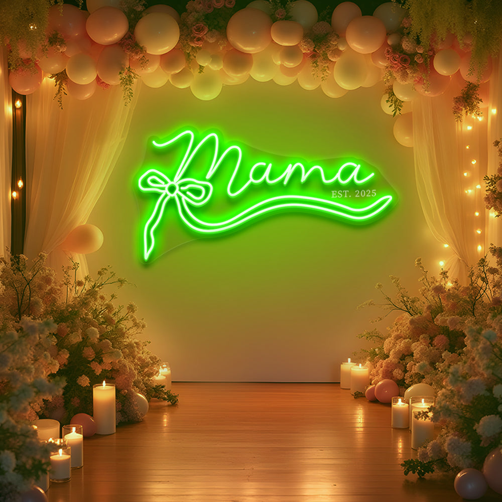 Mama Neon Sign with Bow