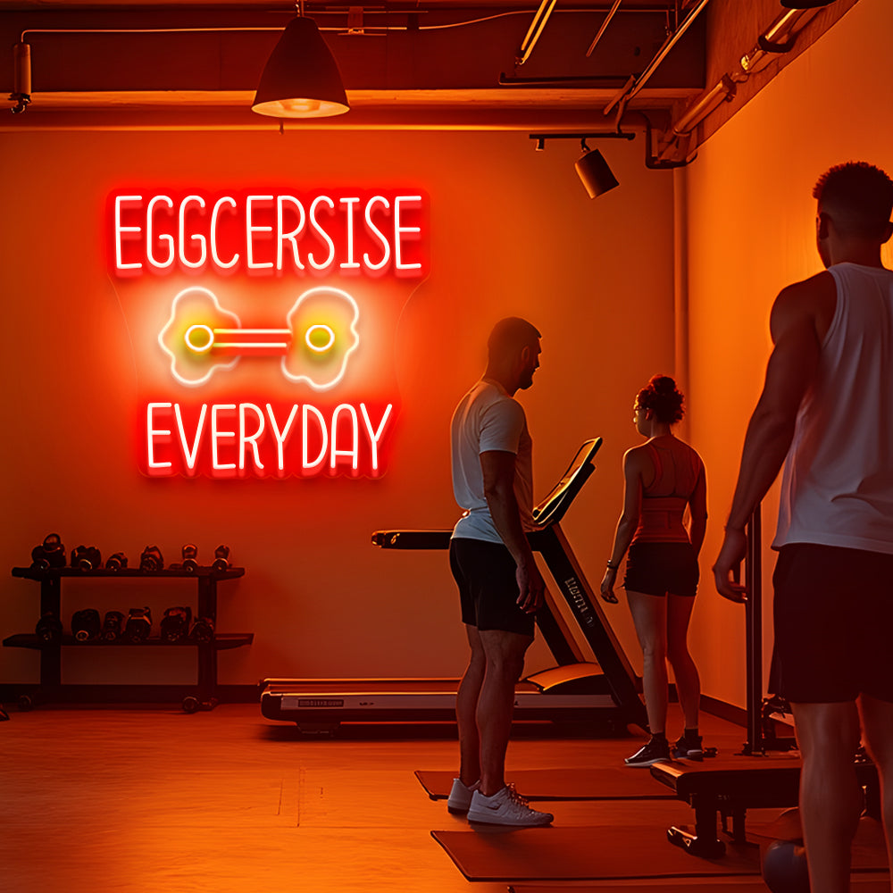 Funny Eggcercise Neon Sign