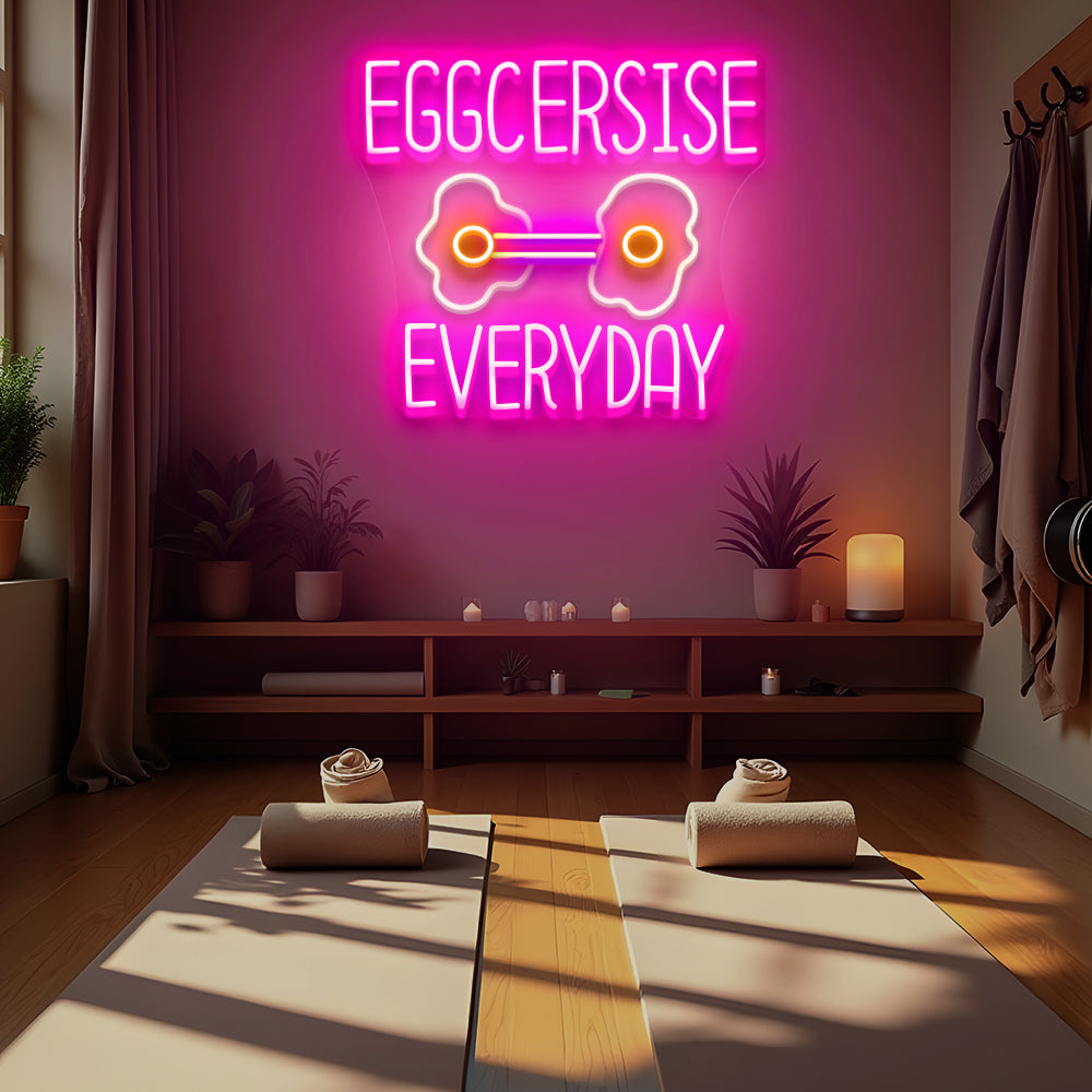 Funny Eggcercise Neon Sign