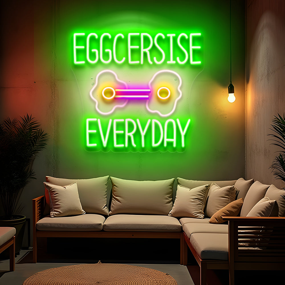 Funny Eggcercise Neon Sign