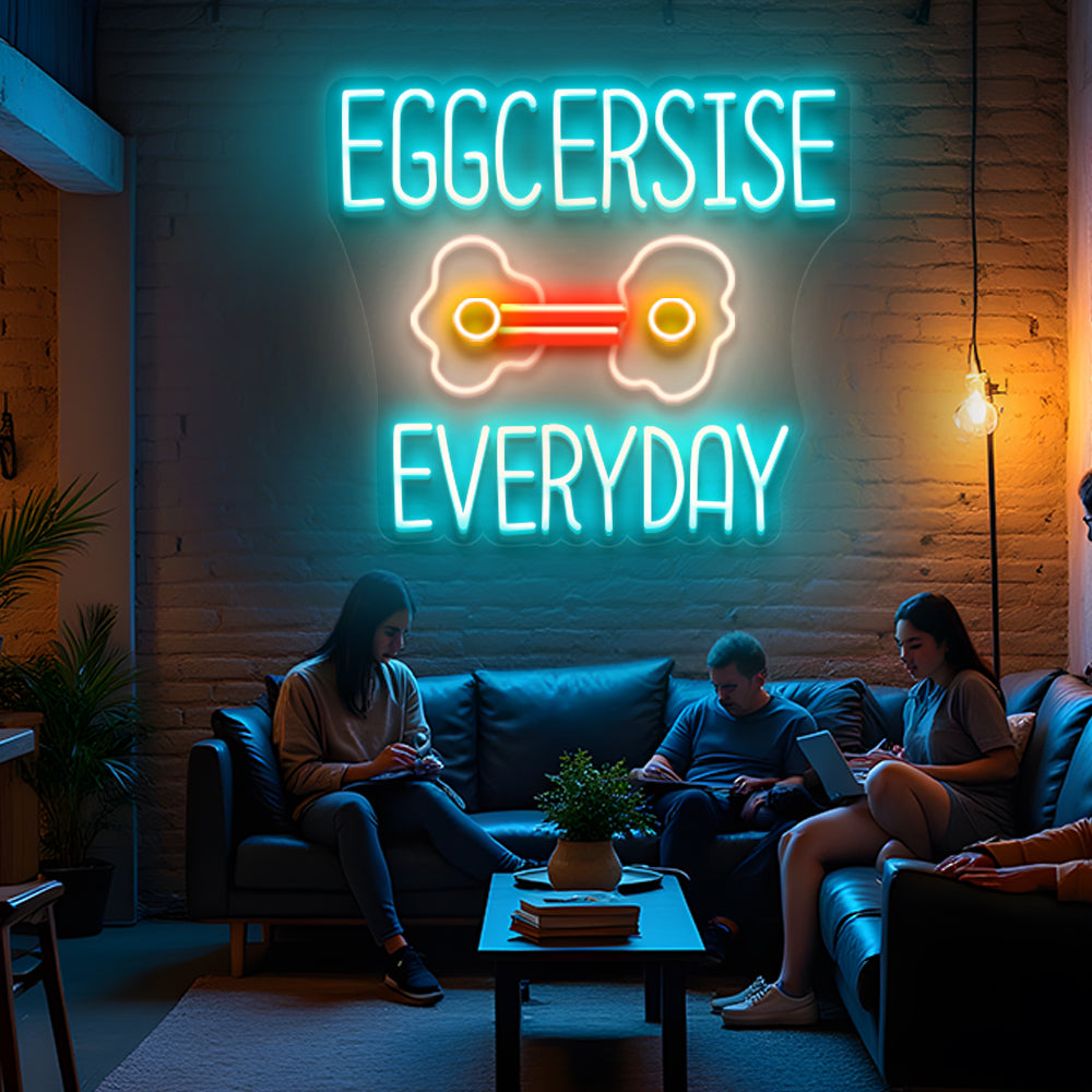 Funny Eggcercise Neon Sign