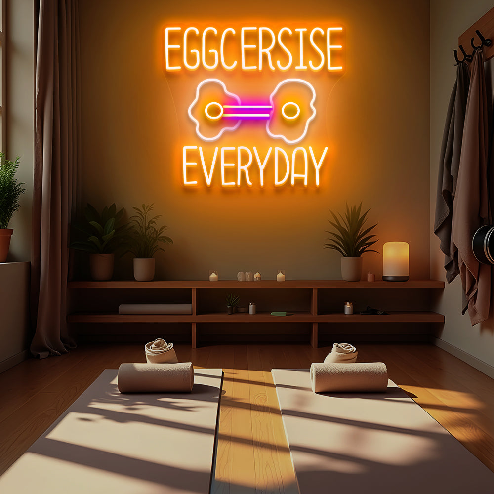 Funny Eggcercise Neon Sign