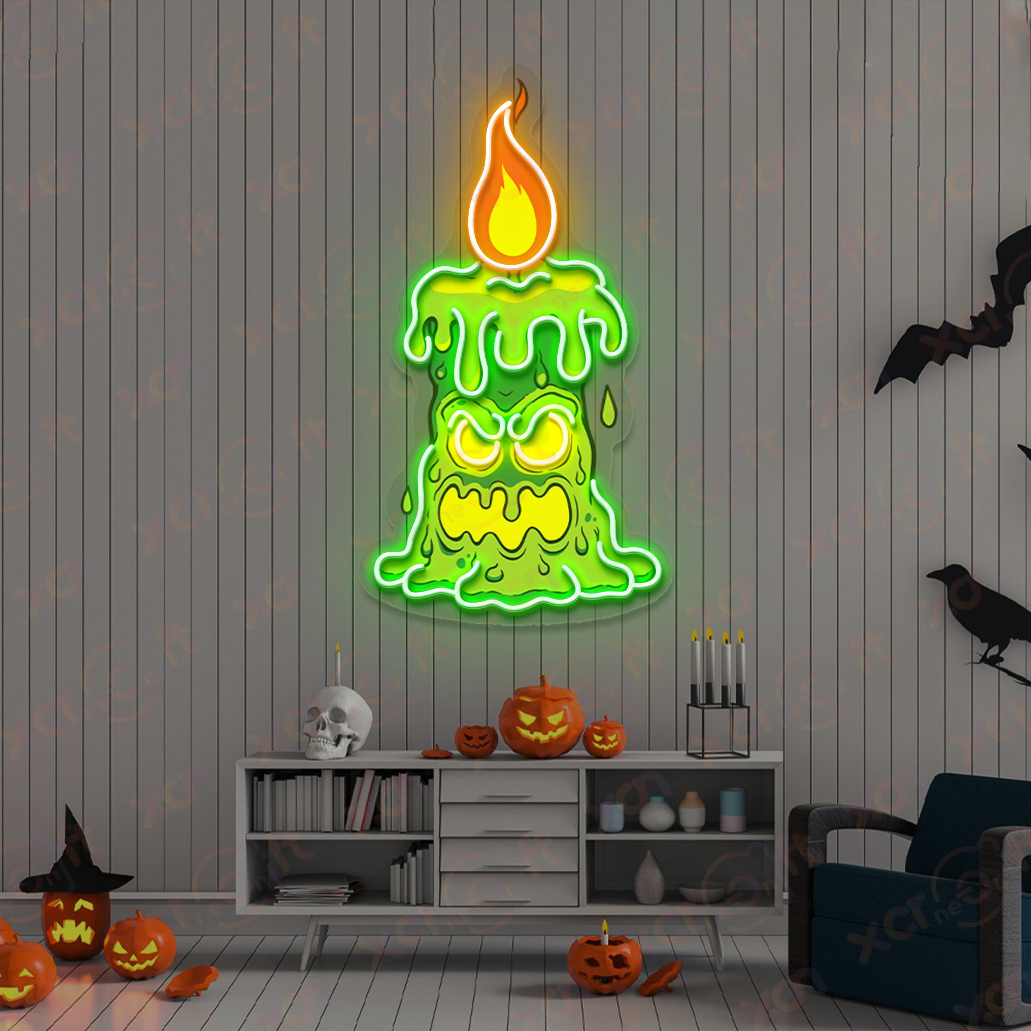 Halloween Candle Printed LED Neon Sign