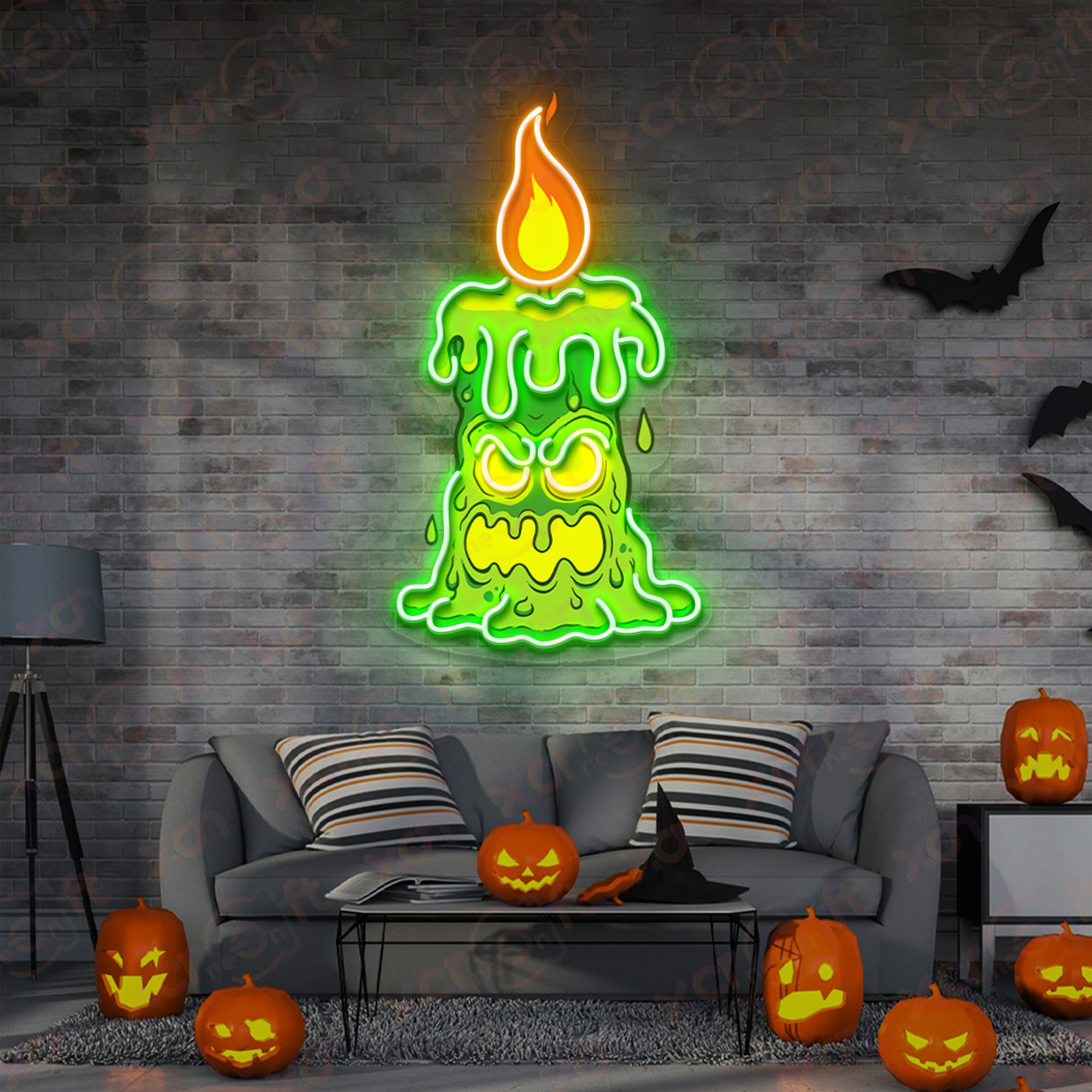 Halloween Candle Printed LED Neon Sign