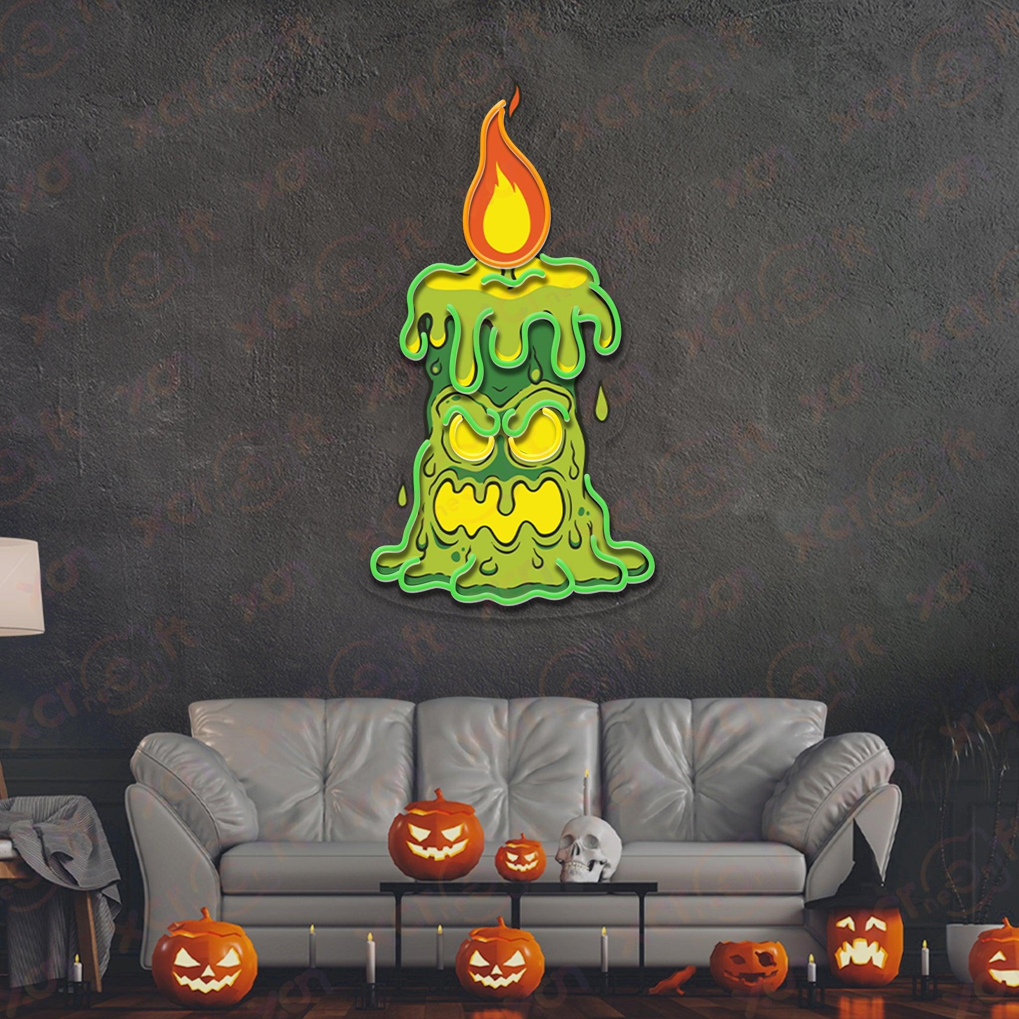 Halloween Candle Printed LED Neon Sign