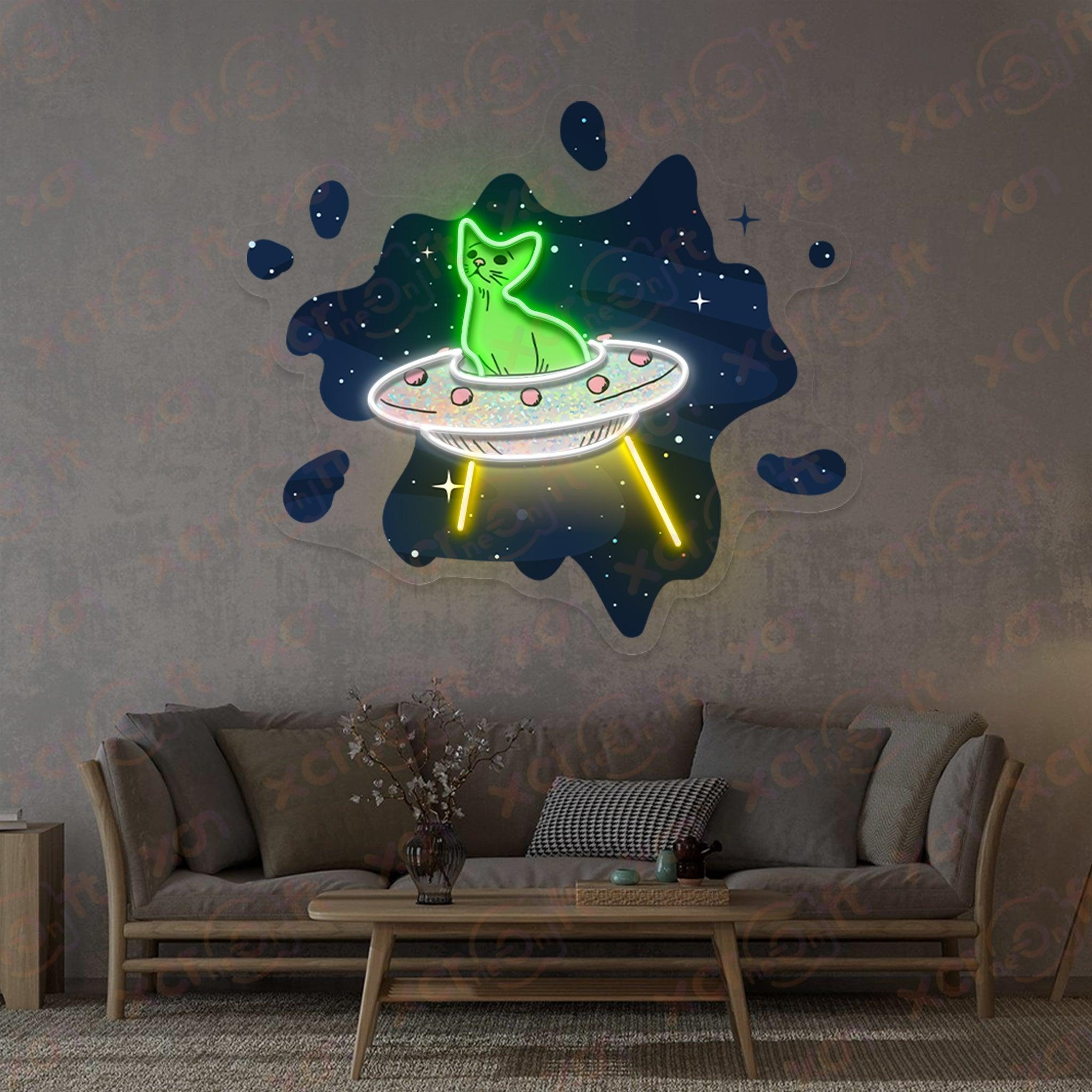 Alien Cat LED UV Printed Neon Signs