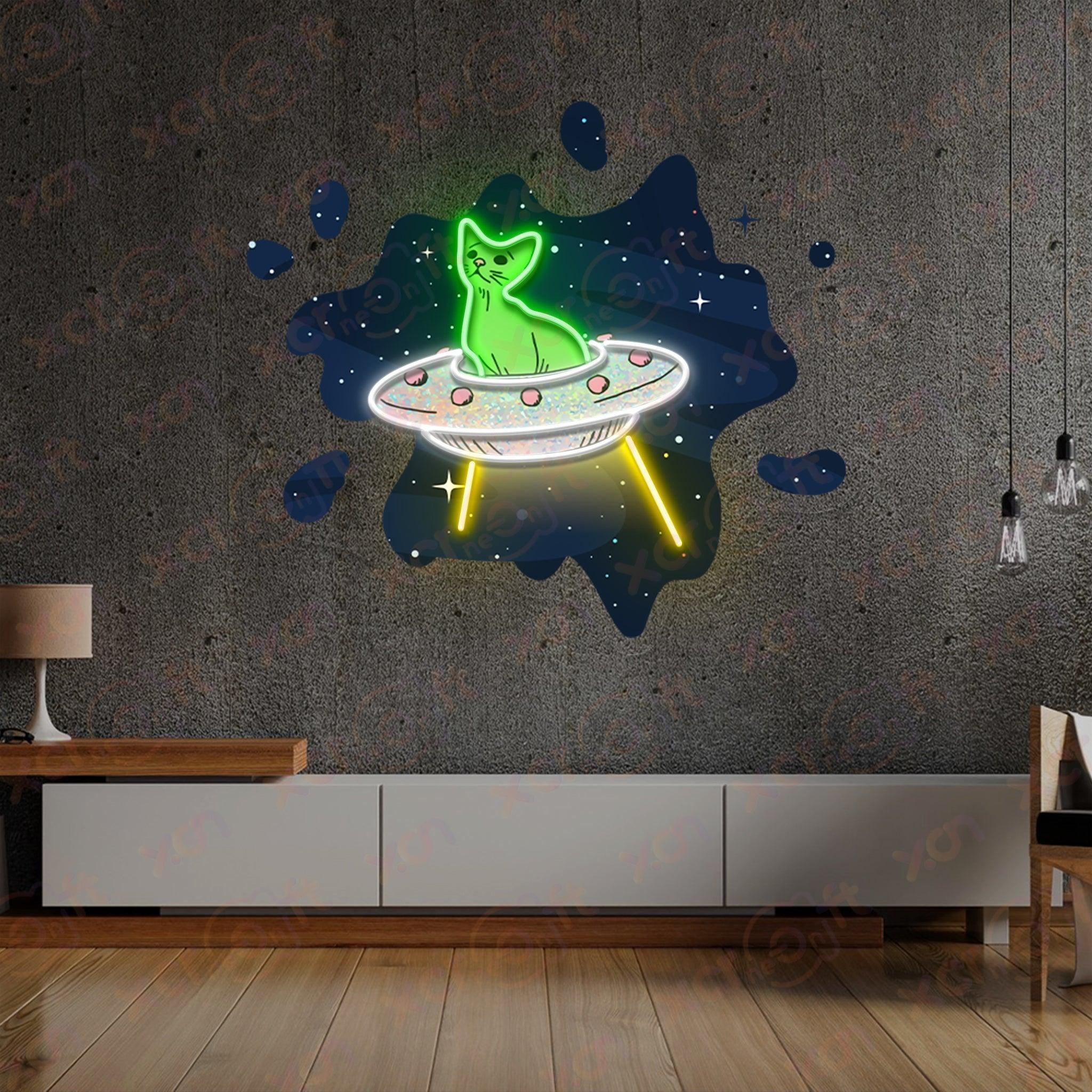 Alien Cat LED UV Printed Neon Signs