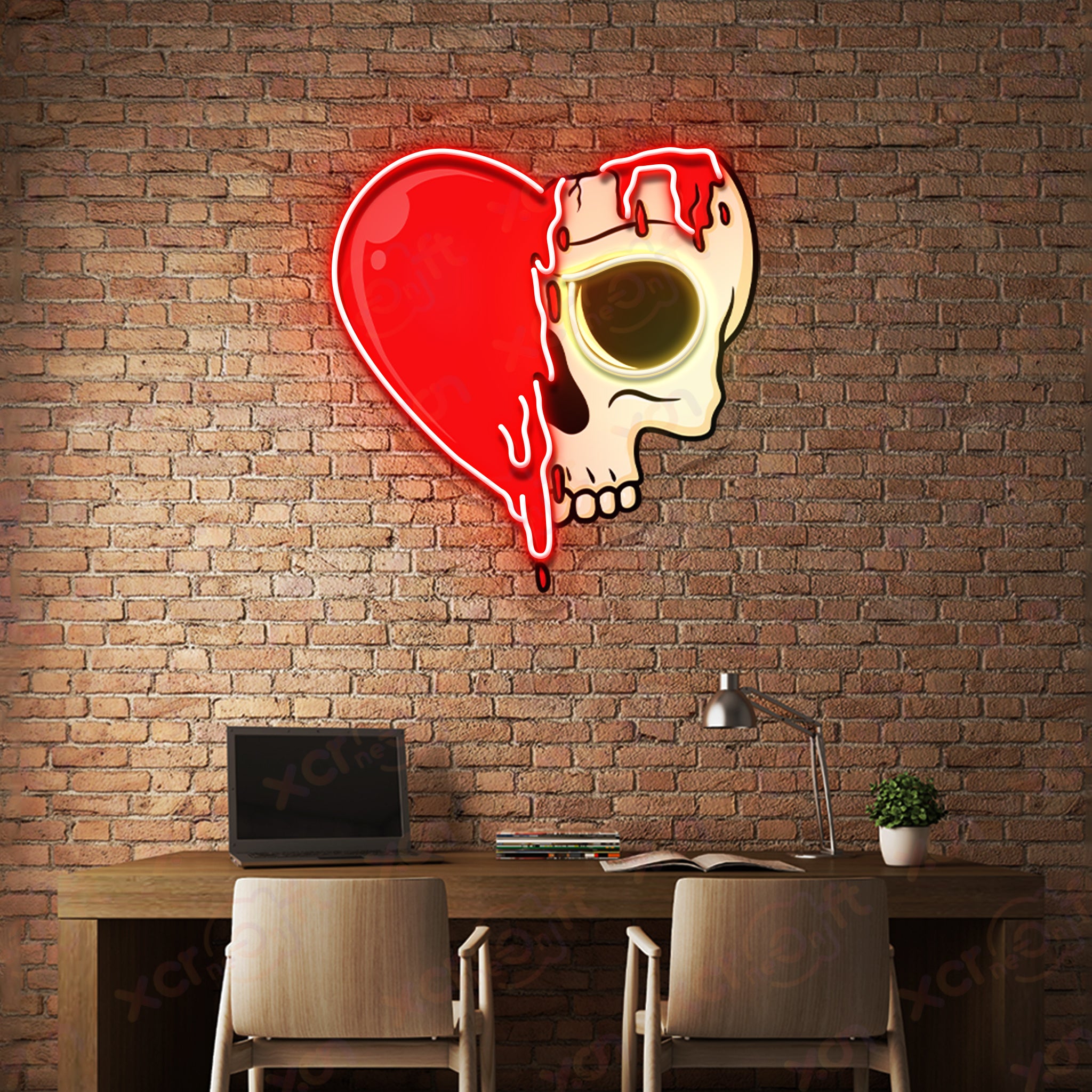 Heart Skull LED Neon Light