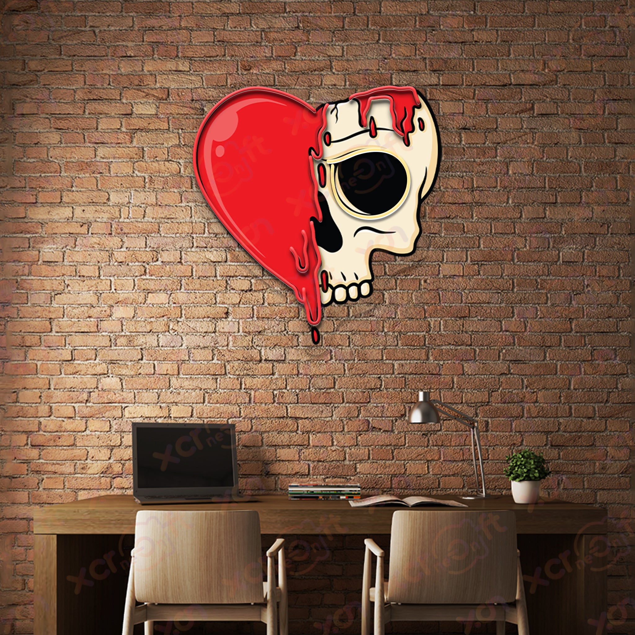 Heart Skull LED Neon Light