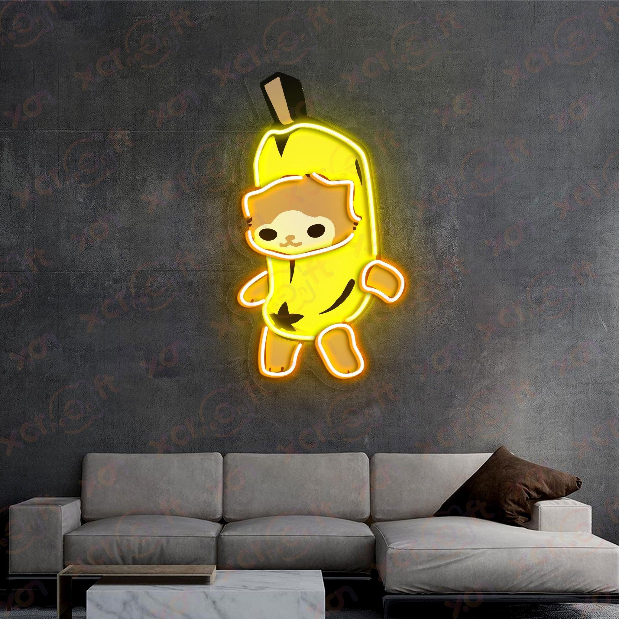 Playful banana cat neon sign LED light