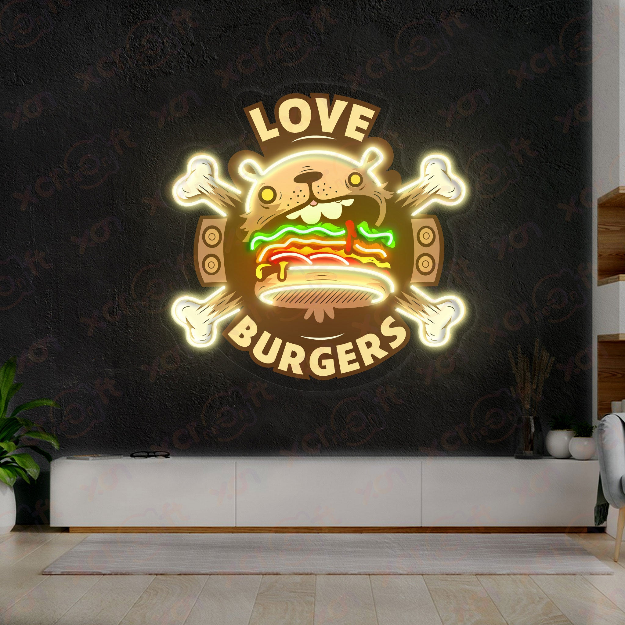 Bear Burger UV Neon Light Halloween Decor