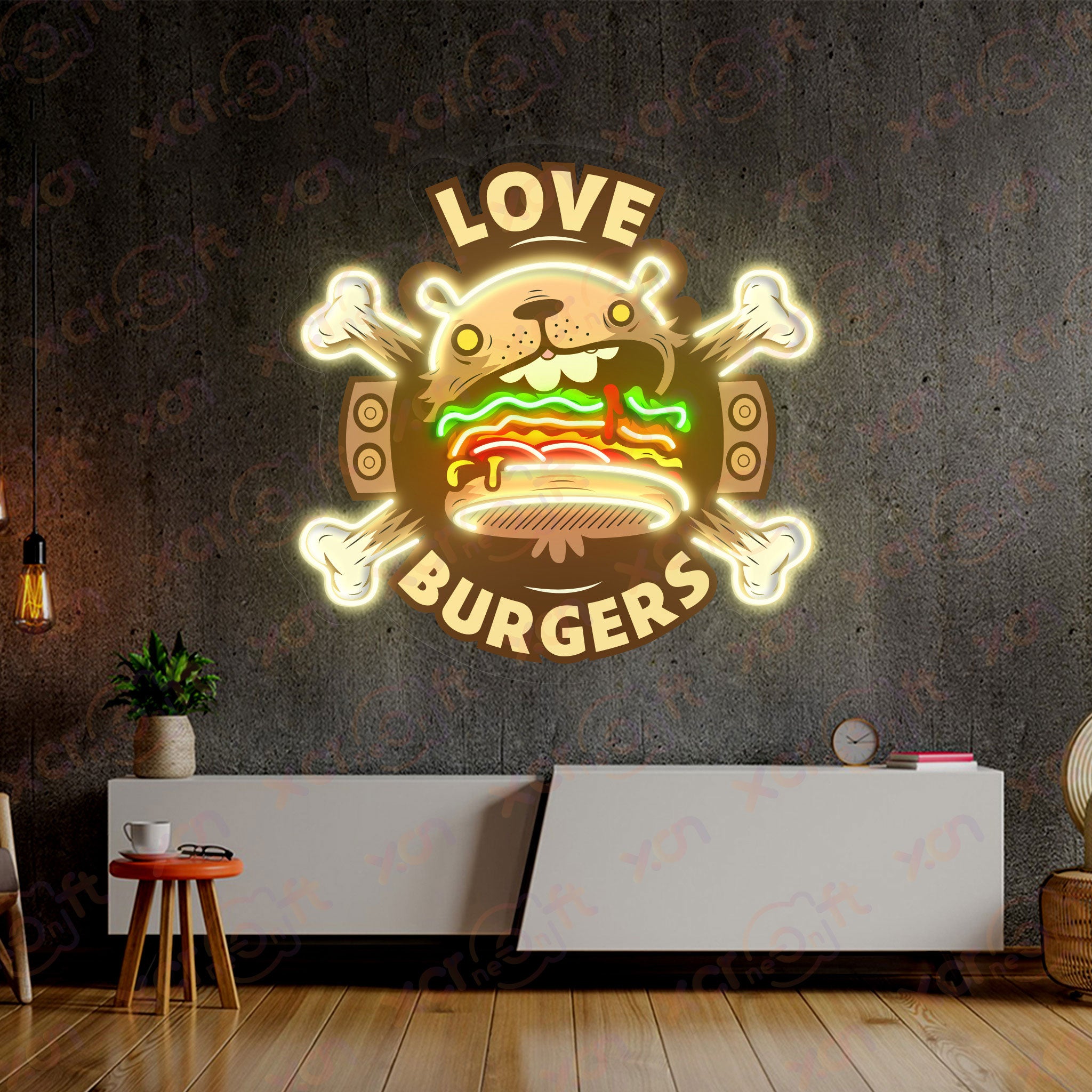 Bear Burger UV Neon Light Halloween Decor