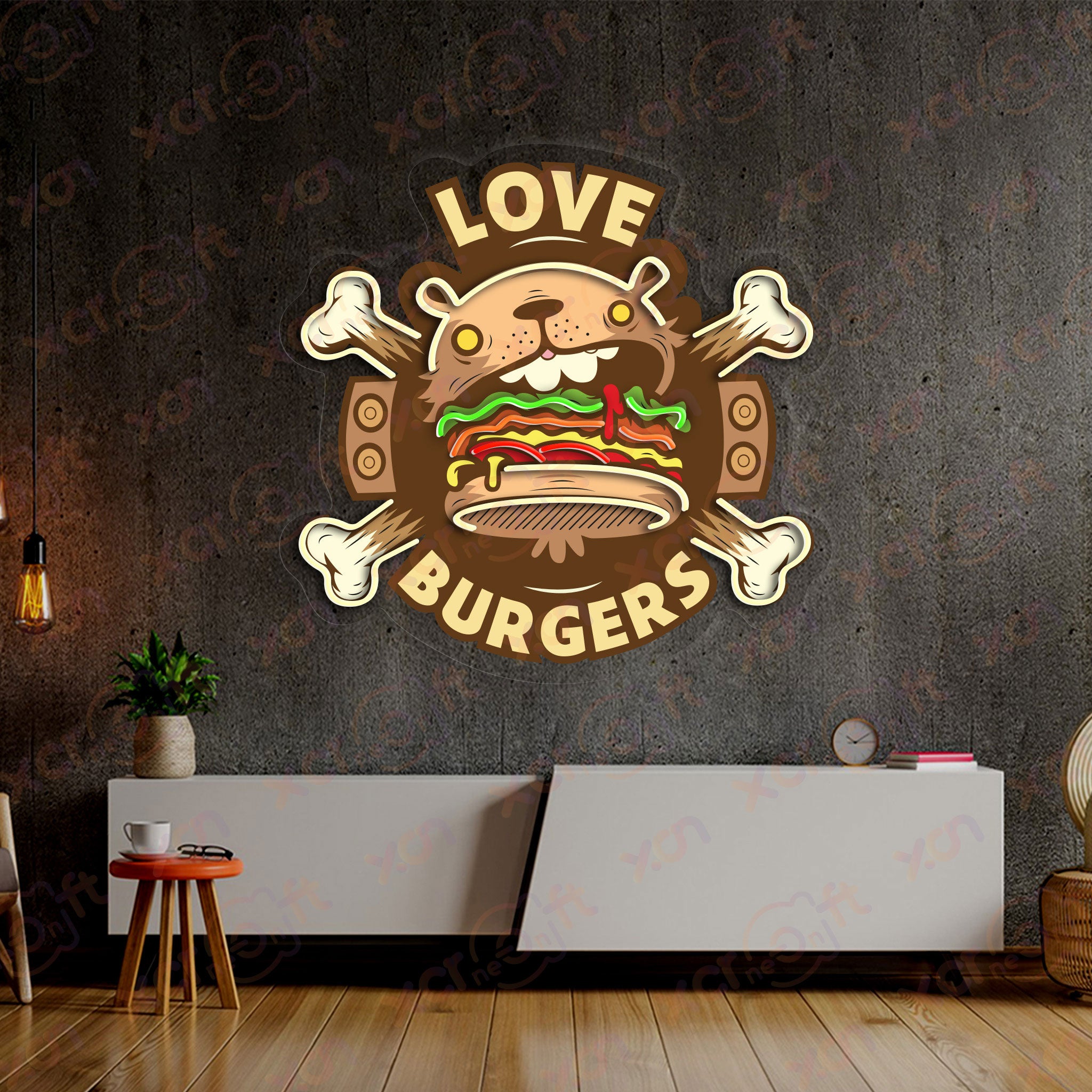 Bear Burger UV Neon Light Halloween Decor