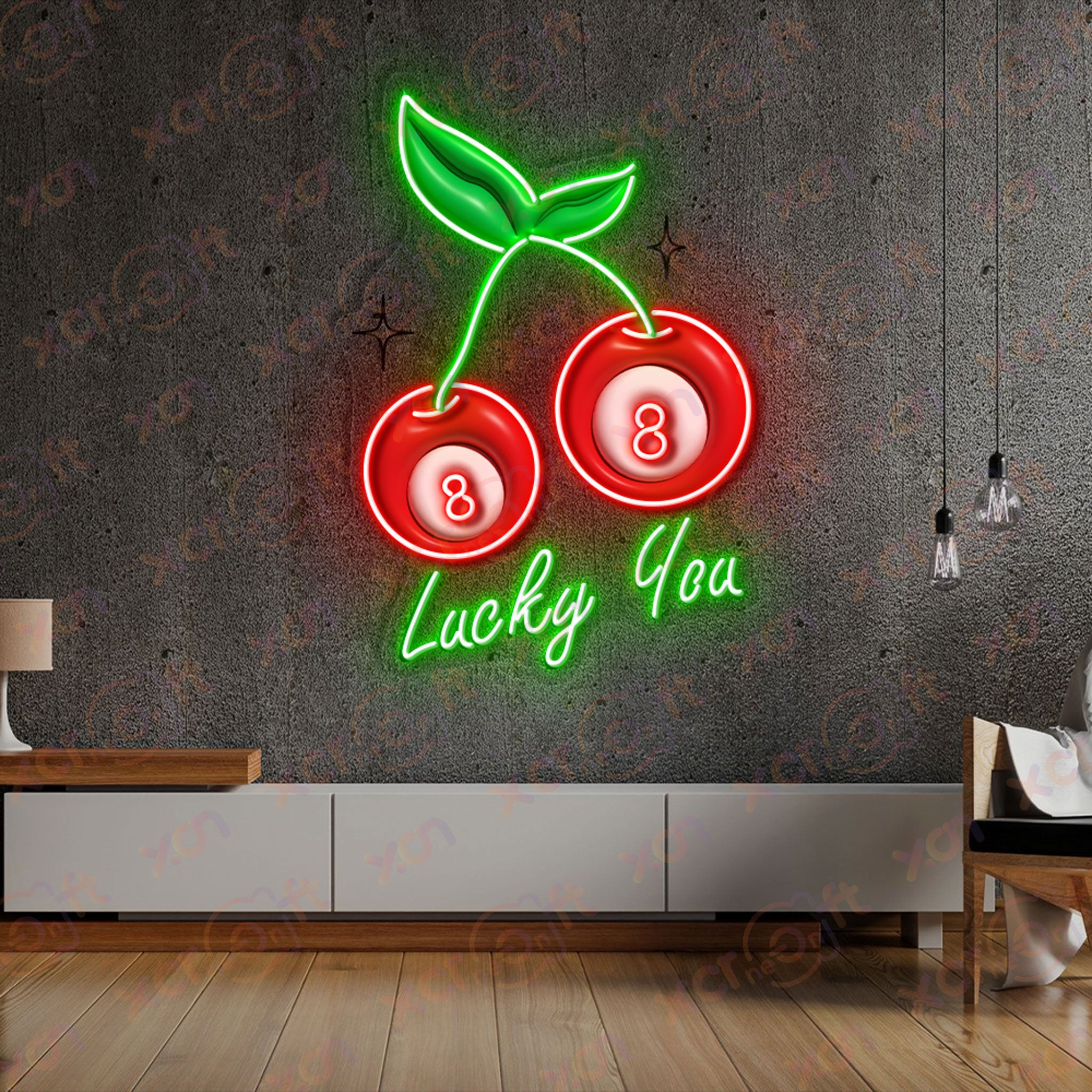 Lucky Billiard LED 3D Neon Signs for Gaming Room