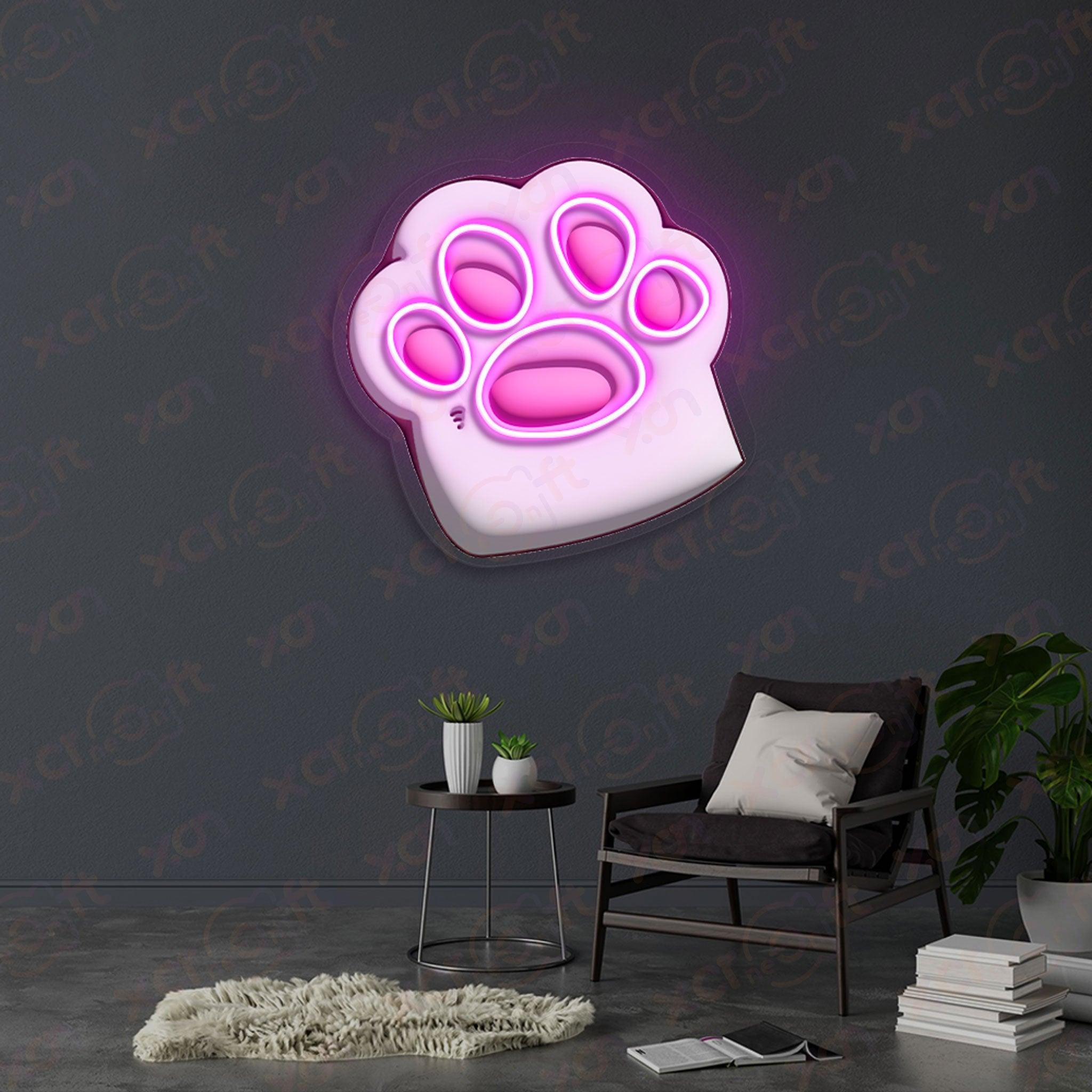 Cute pink cat paw neon sign home decor