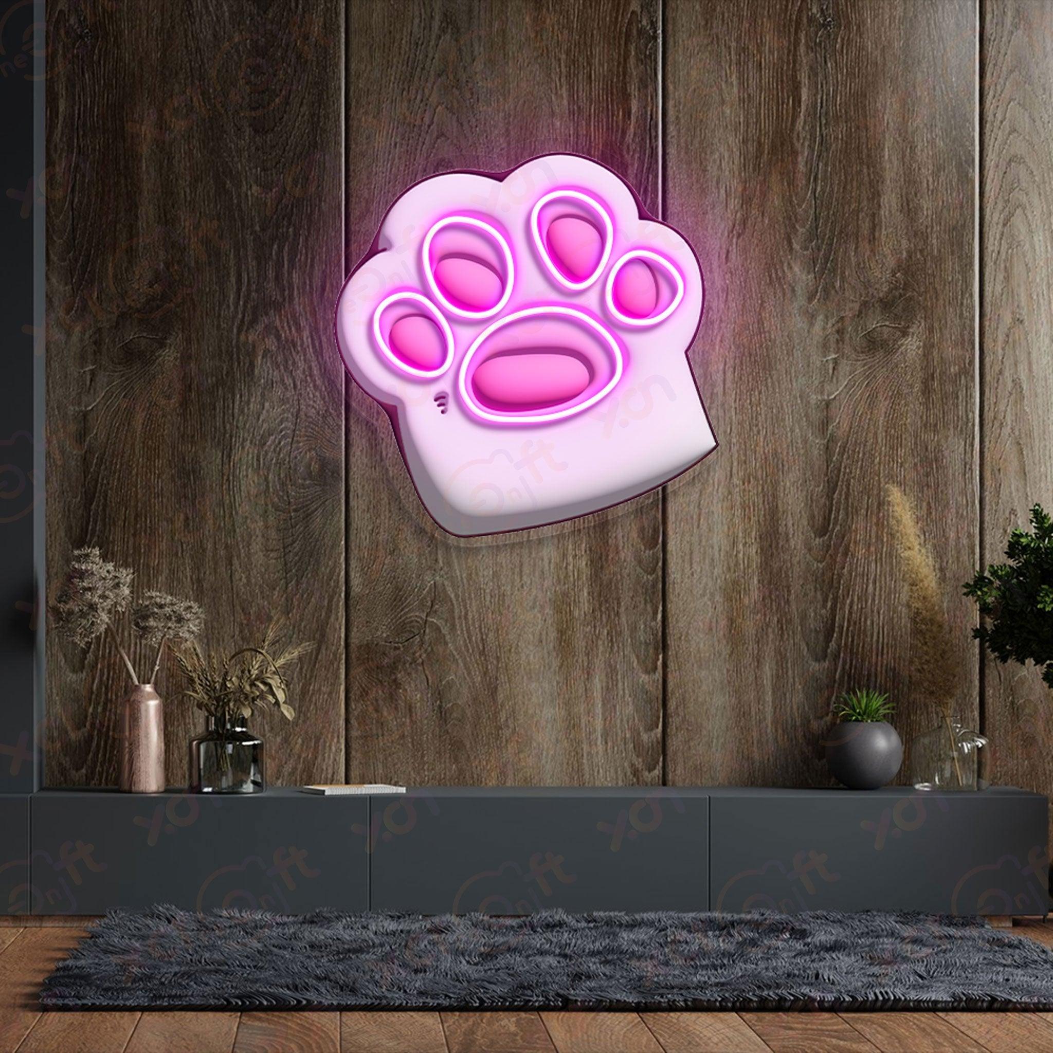 Adorable animal paw print neon sign bedroom