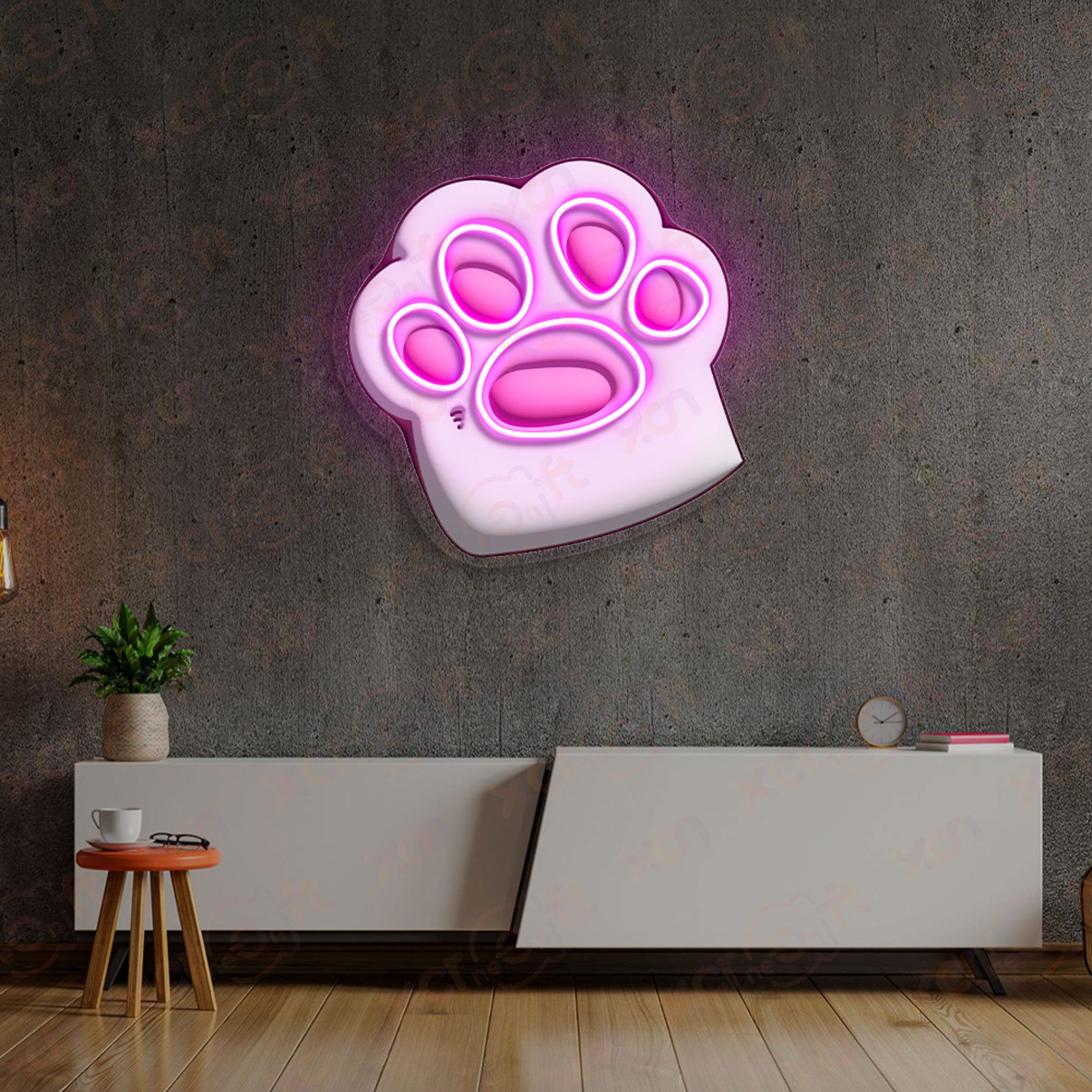 Cat Paw Kids Cartoon 3D Printed LED Neon Sign Decor