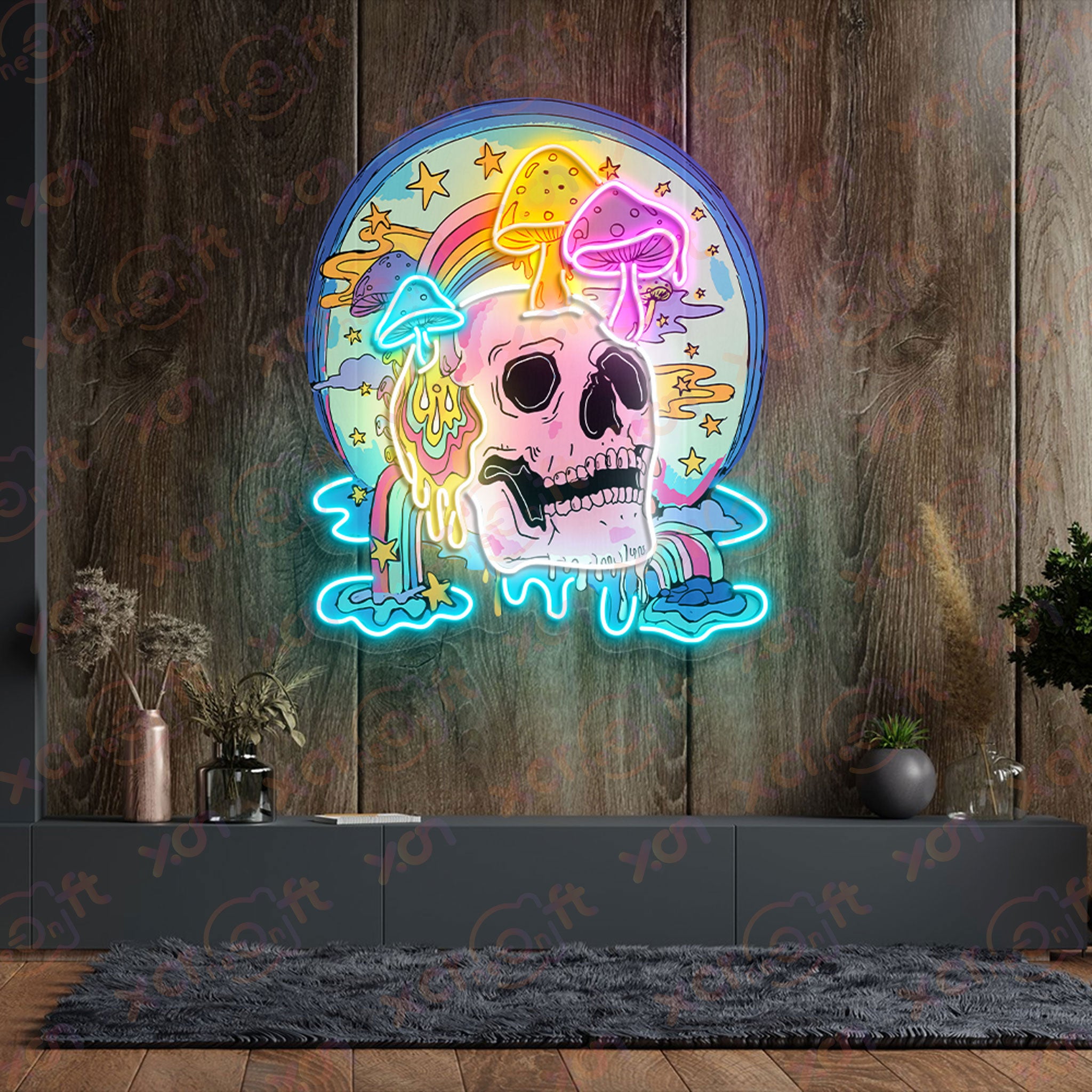 Trippy Skull Style for Halloween Color Neon