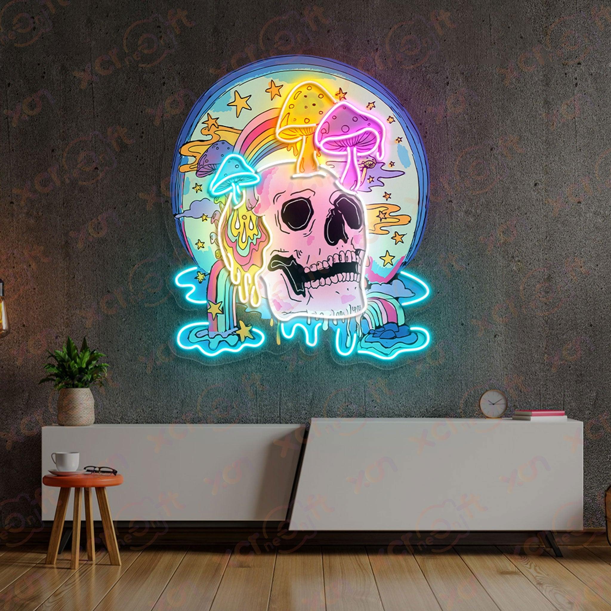 Trippy Skull Style for Halloween Color Neon