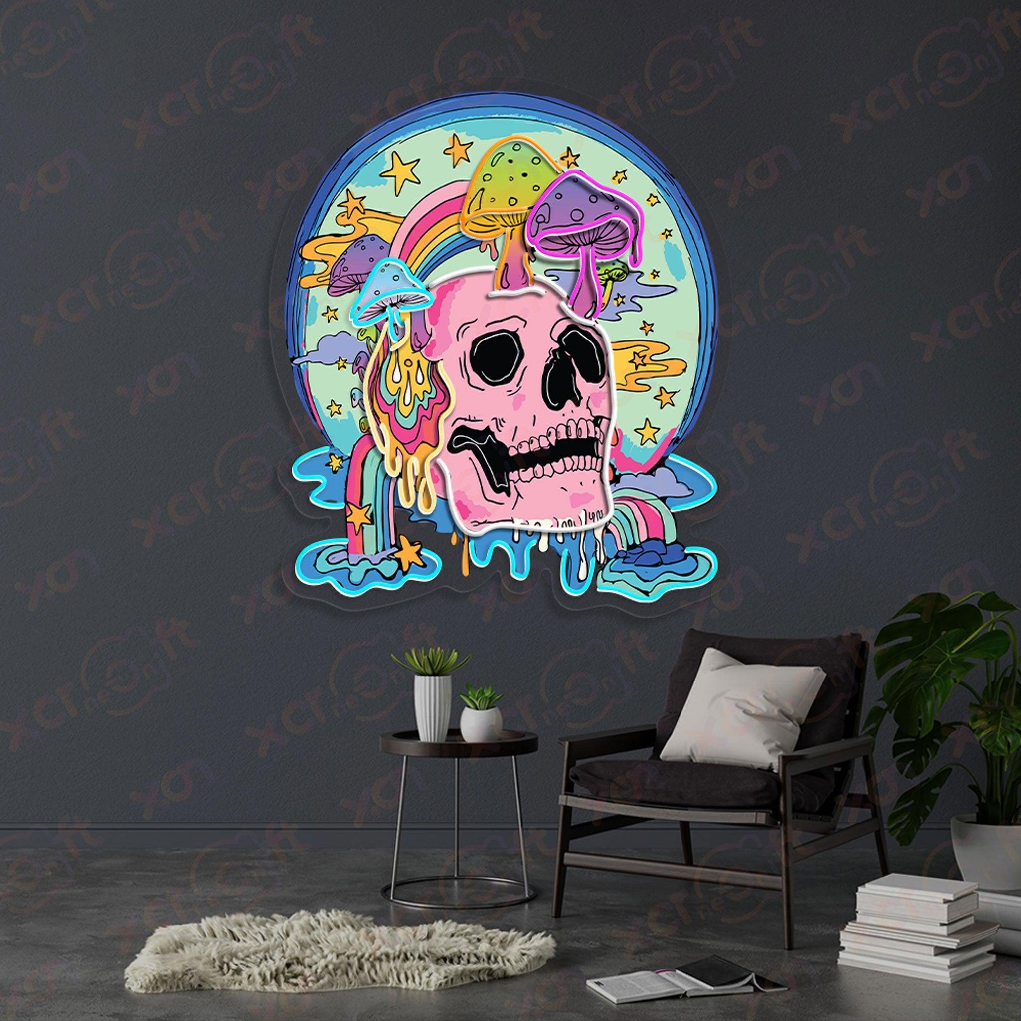 Trippy Skull Style for Halloween Color Neon